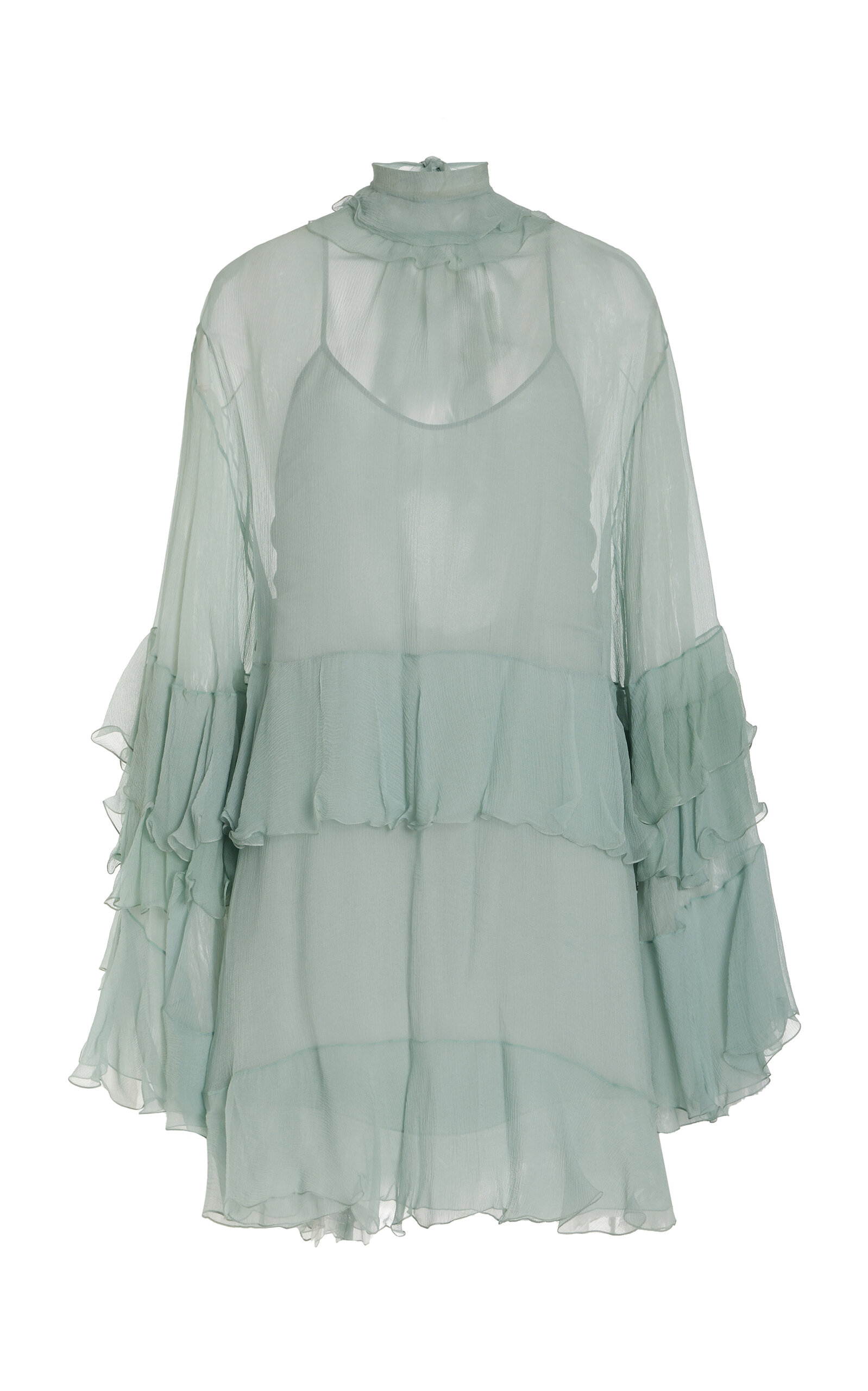 Shop Chloé Silk Dress In Green