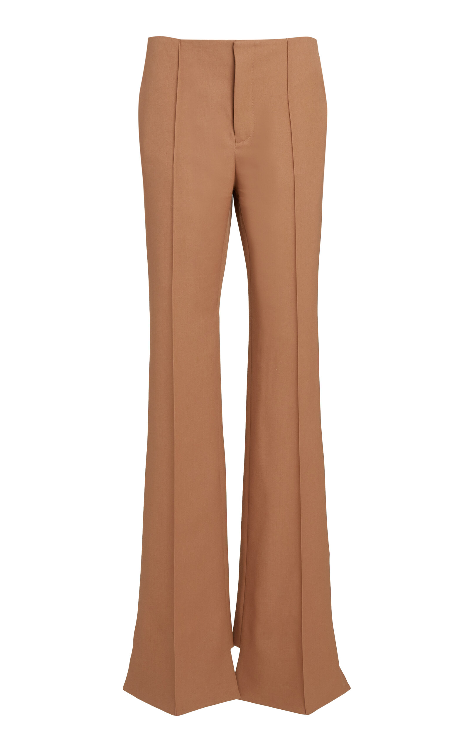 Chloé Broken-Heel Low-Rise Wool Pants - Brown