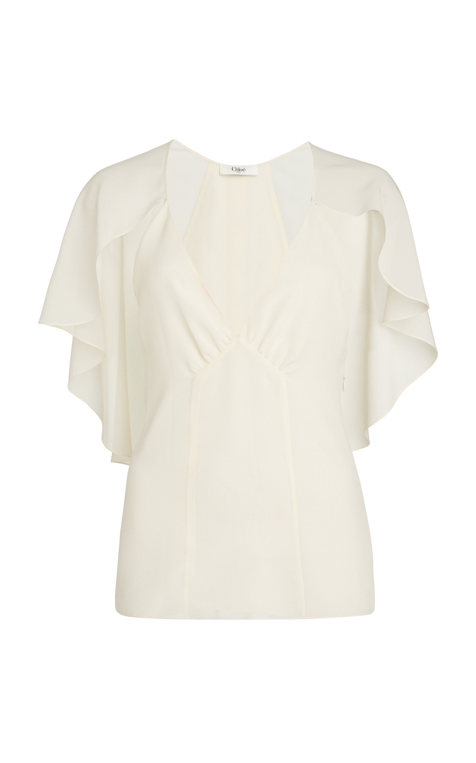 Chloé Silk-Georgette Cape Top - White