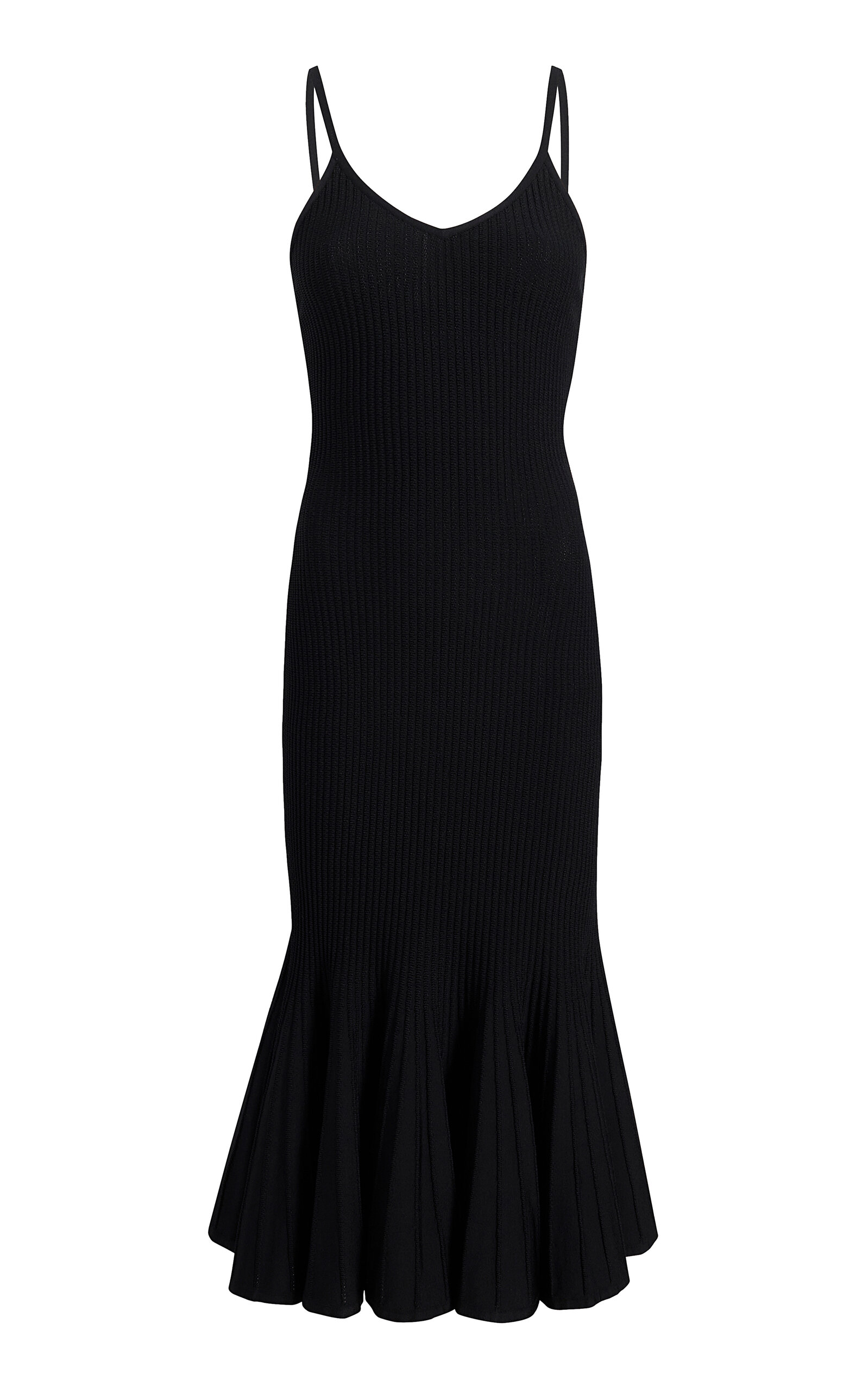 Khaite Leesal Knit Midi Slip Dress In Black