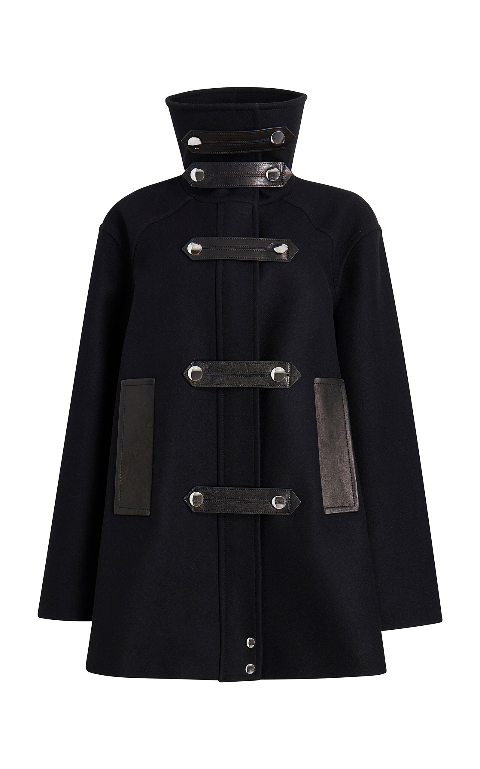 Khaite Melbo Leather-trimmed Wool Coat In Black
