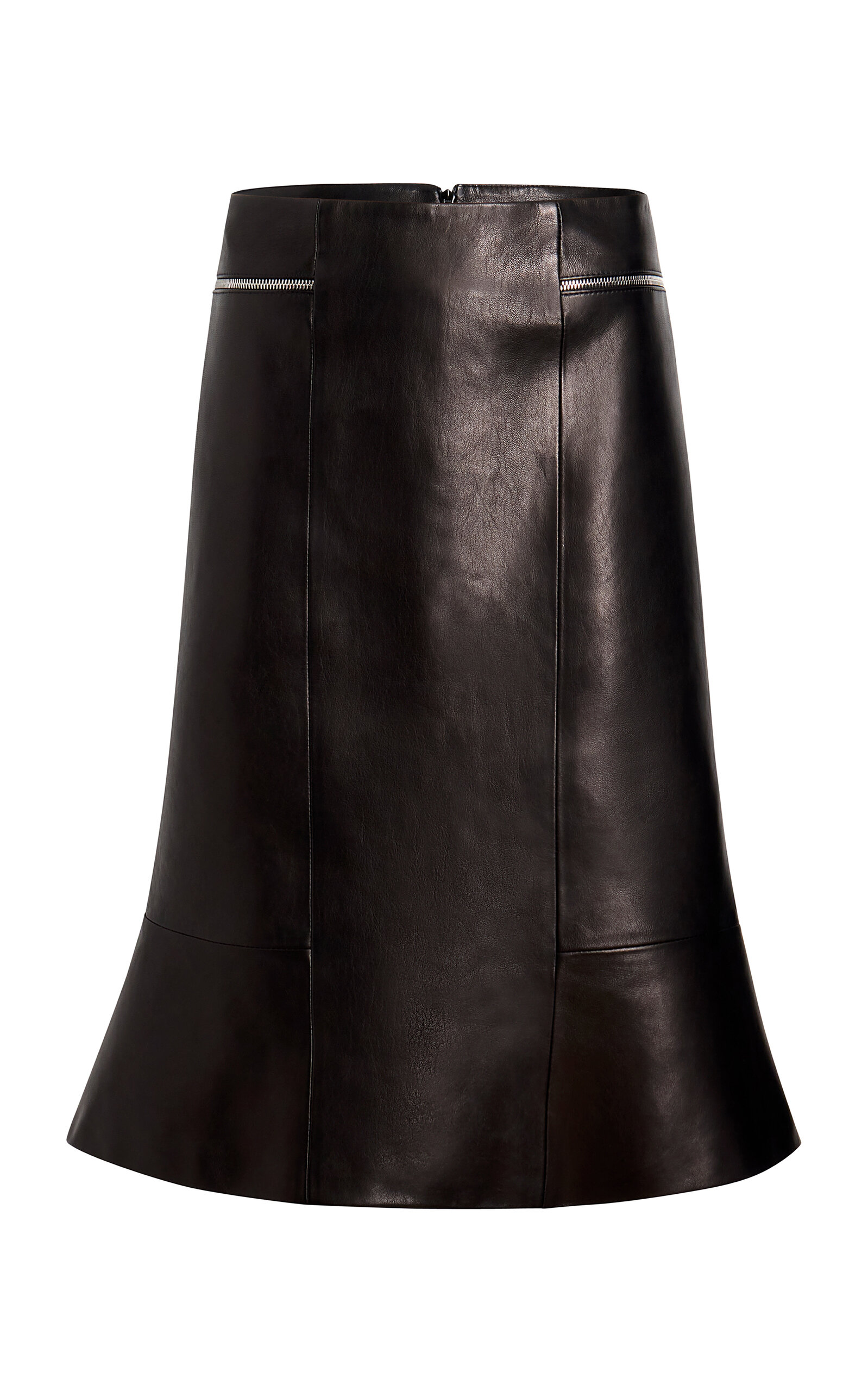 Francine Flared Leather Midi Skirt