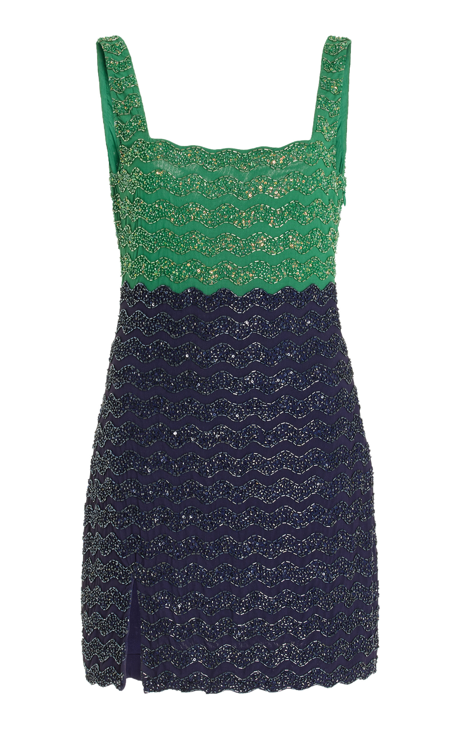 Shop Staud Le Sable Sequined Mini Dress In Green