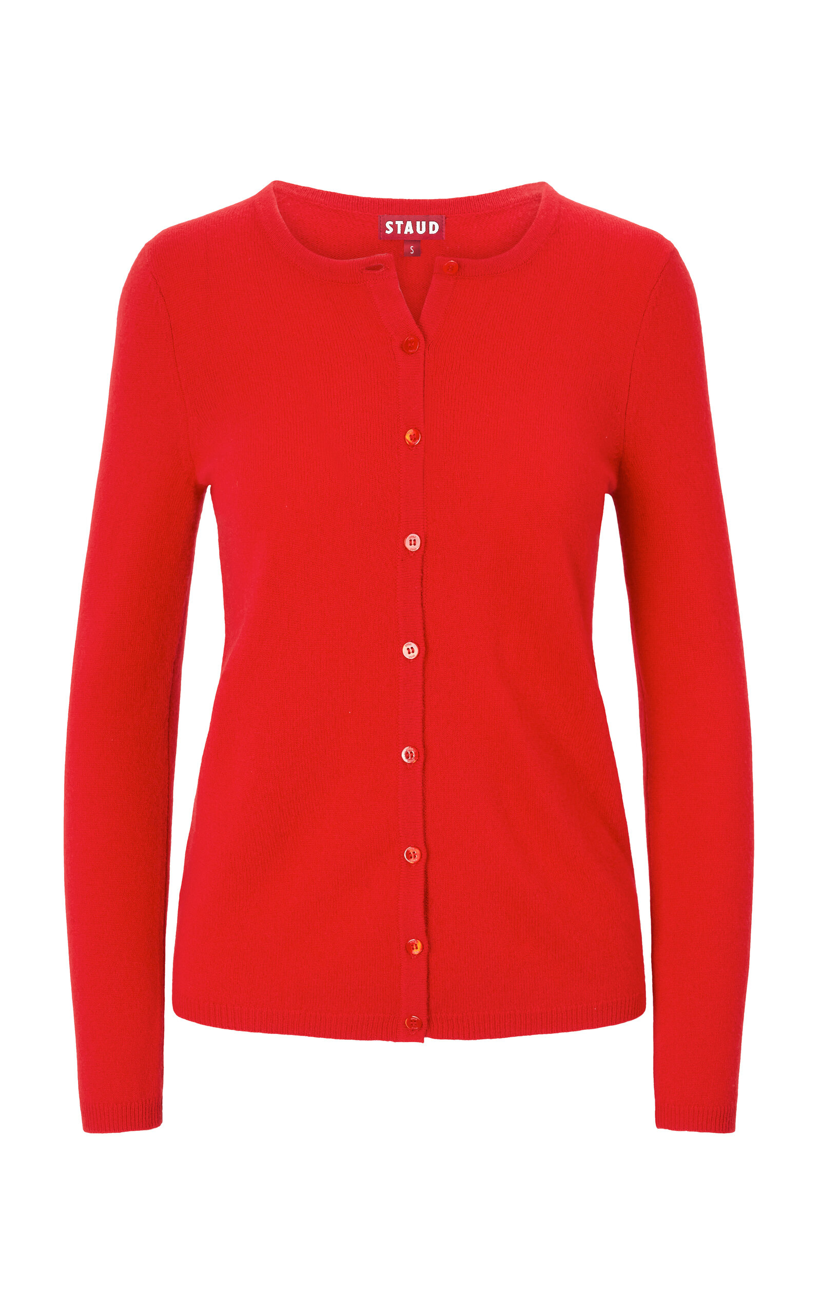 Shop Staud Adan Knit Cashmere Cardigan In Red