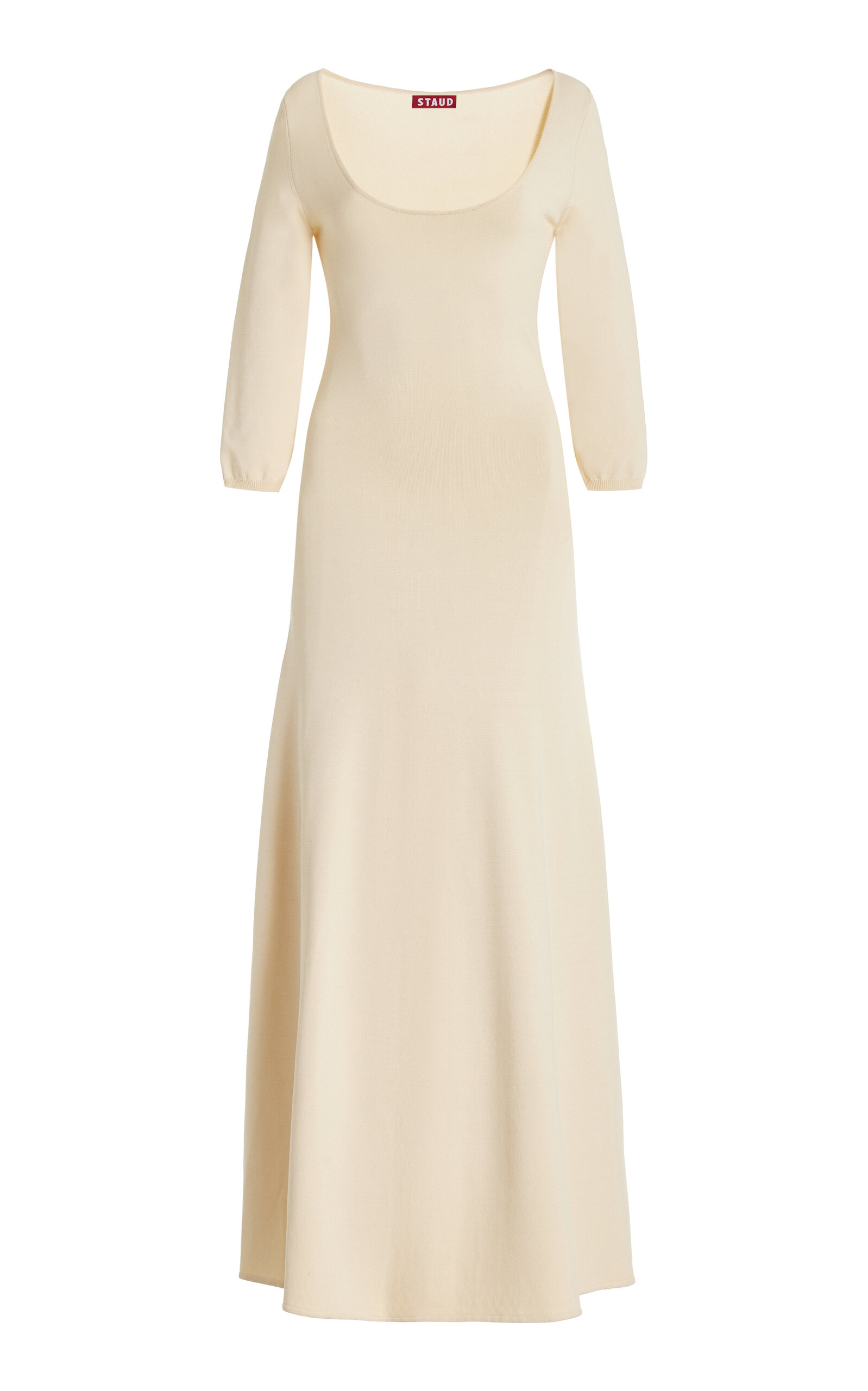 Staud Douvres Knit Midi Dress In Neutral