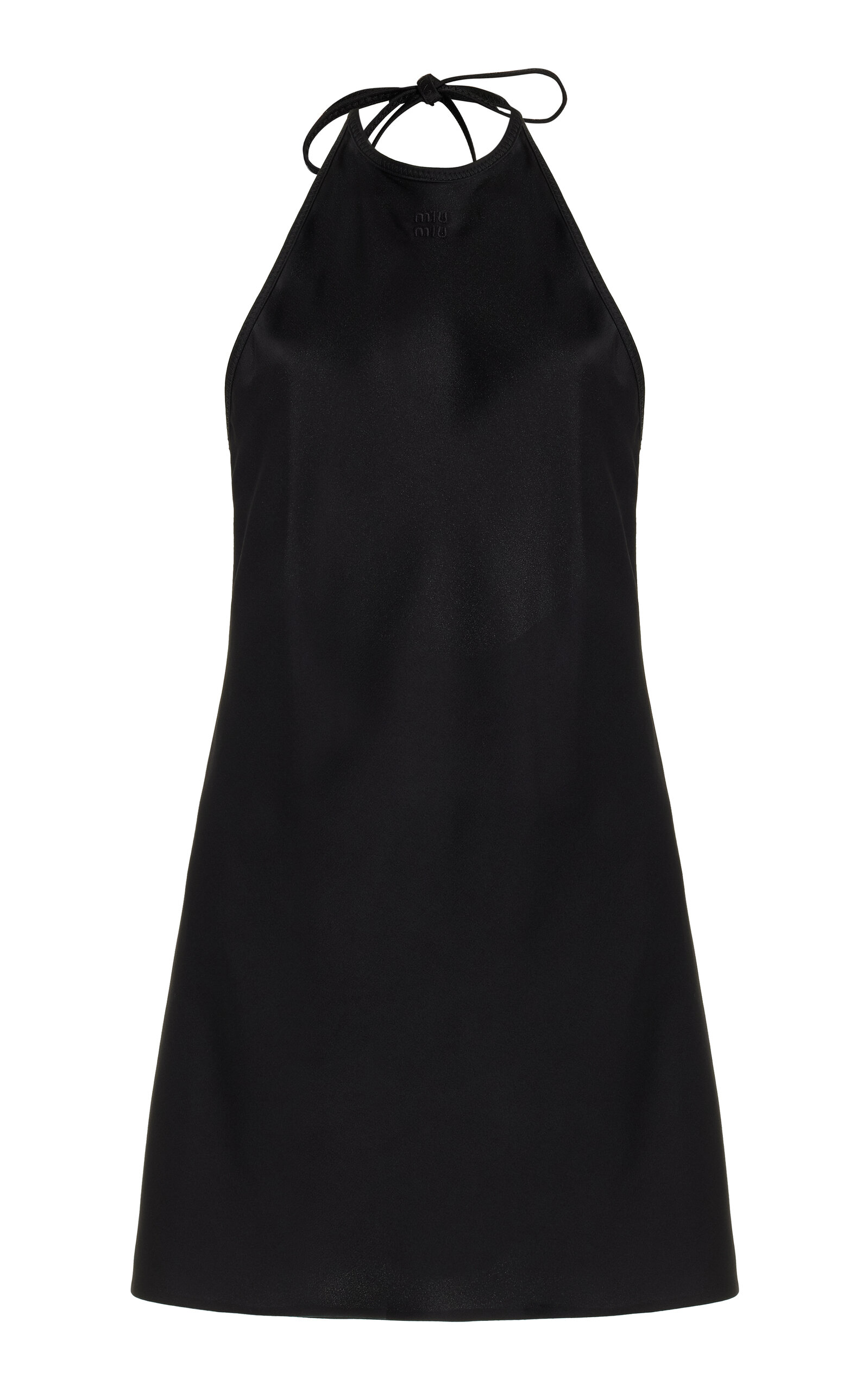 Miu Miu Envers Satin Halter Mini Dress - Black