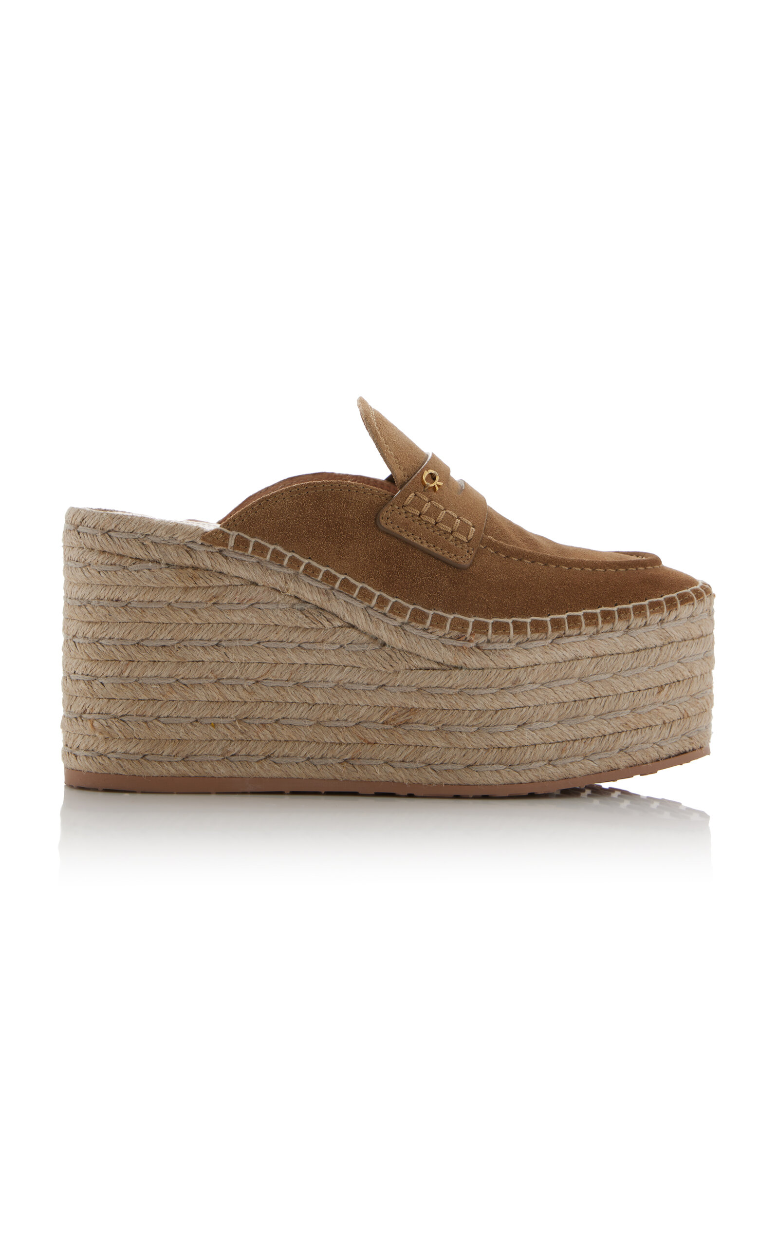 Gianvito Rossi Suede Platform Espadrille Mules - Tan