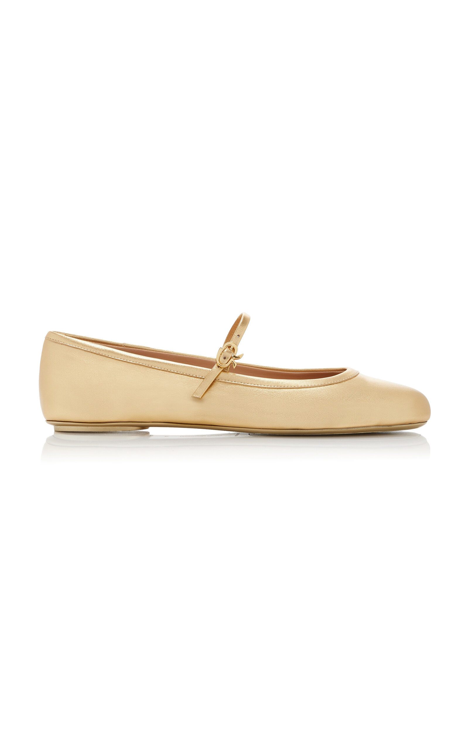 Gianvito Rossi Carla Leather Ballet Flats - Gold