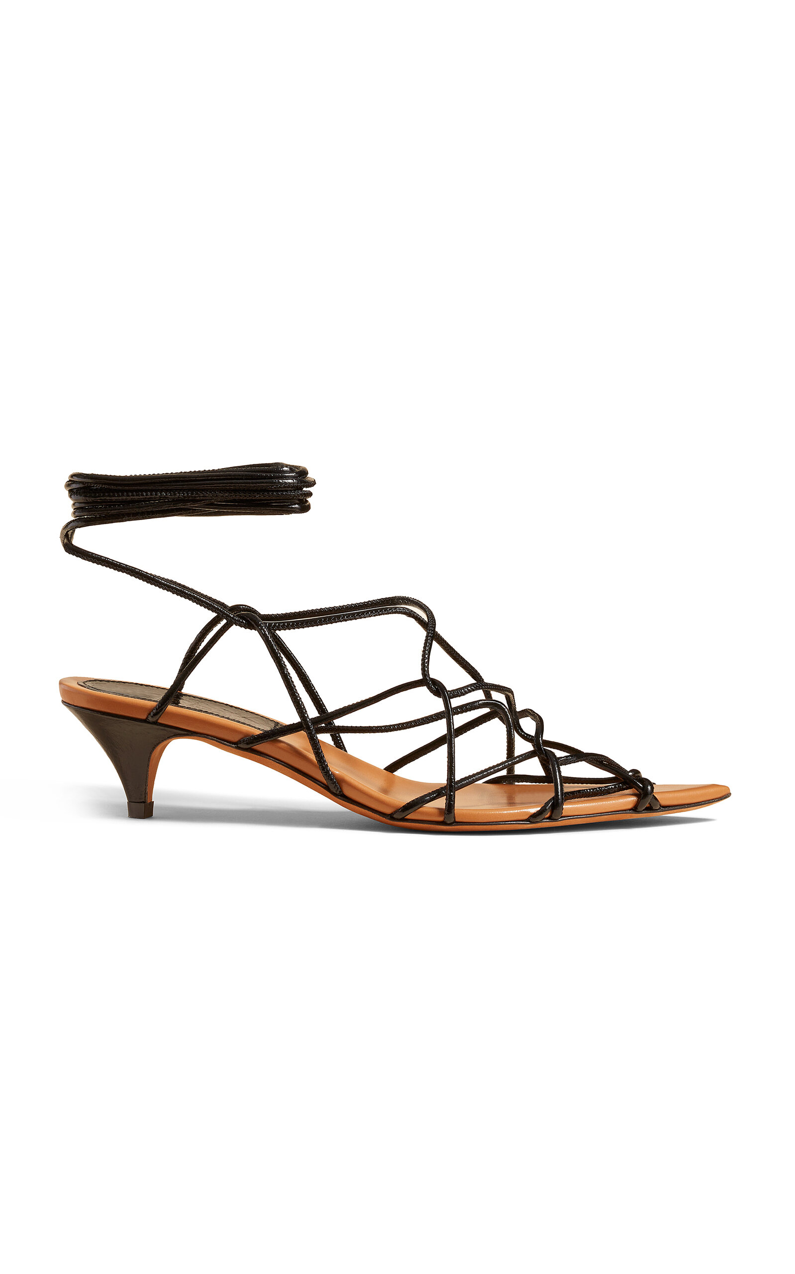 Khaite Arden Lace-up Leather Sandals In Multi
