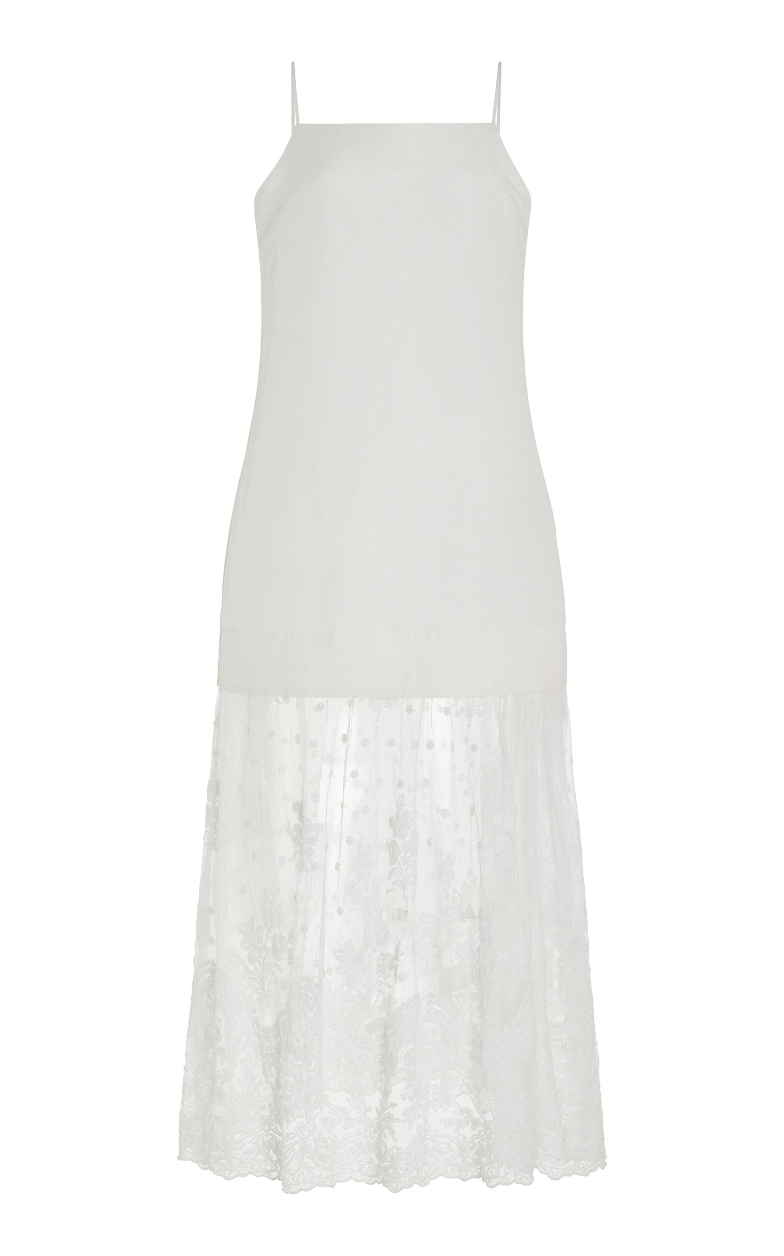 Lara Lace-Detailed Linen-Blend Maxi Dress