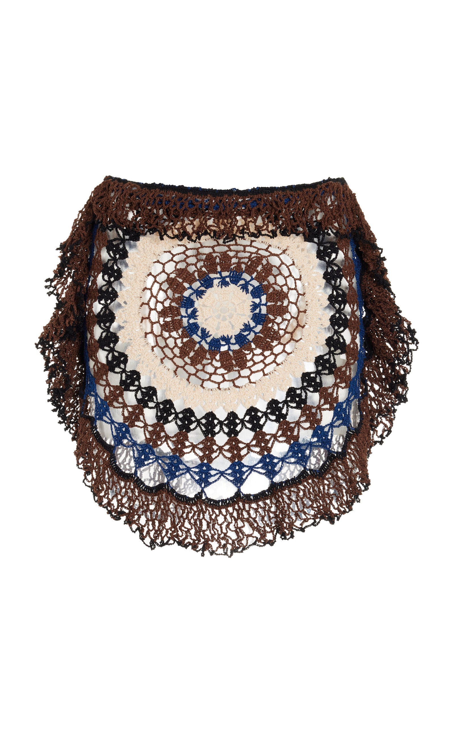 Shop Diotima Exclusive Scallop Crocheted Cotton Mini Skirt In Multi