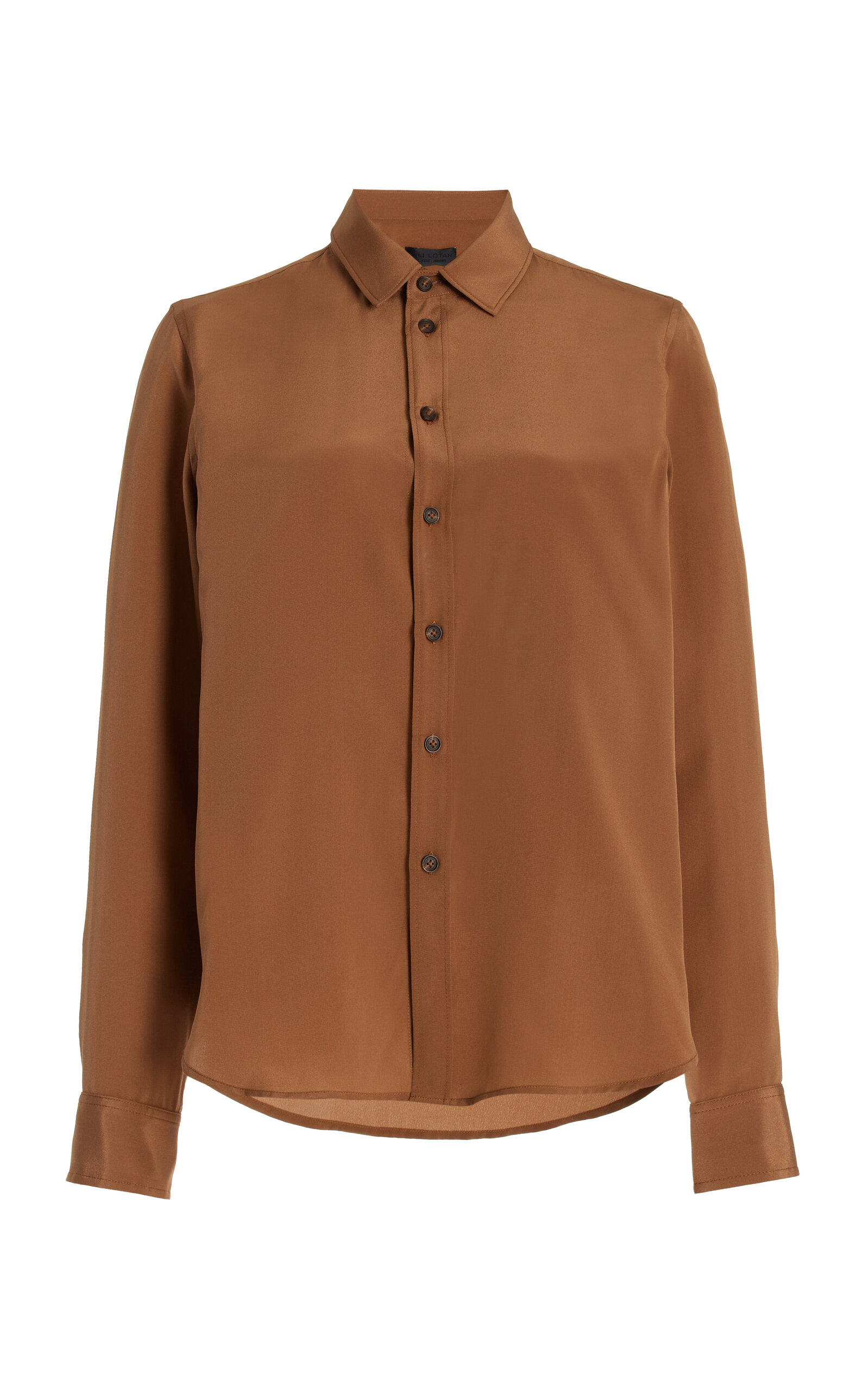 Nili Lotan Gaia Silk Shirt In Brown