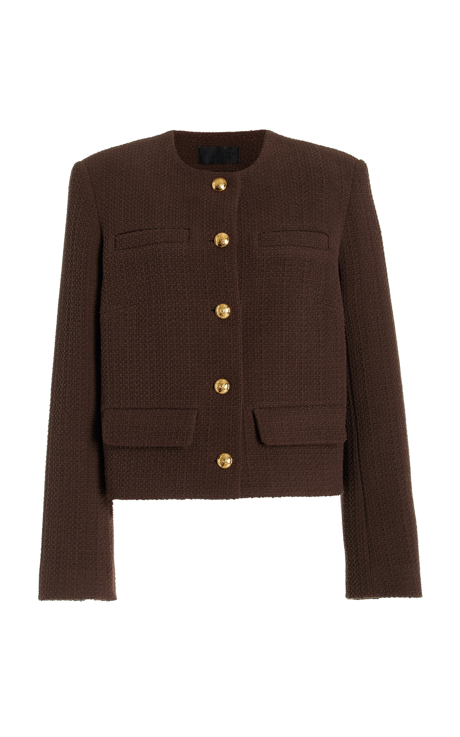 Shop Nili Lotan Paige Cotton-blend Jacket In Brown