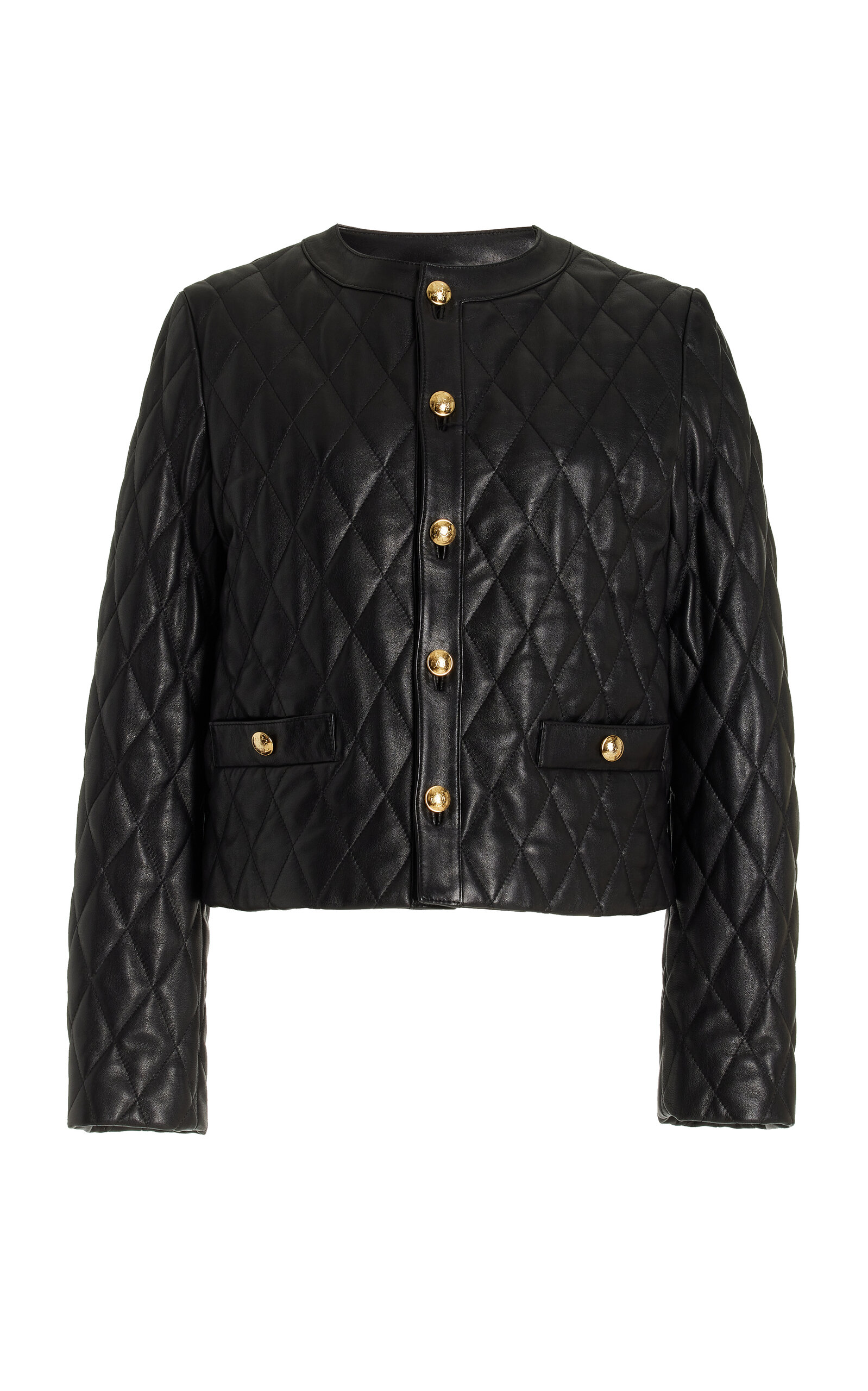Shop Nili Lotan Amy Quilted Leather Jacket In Black