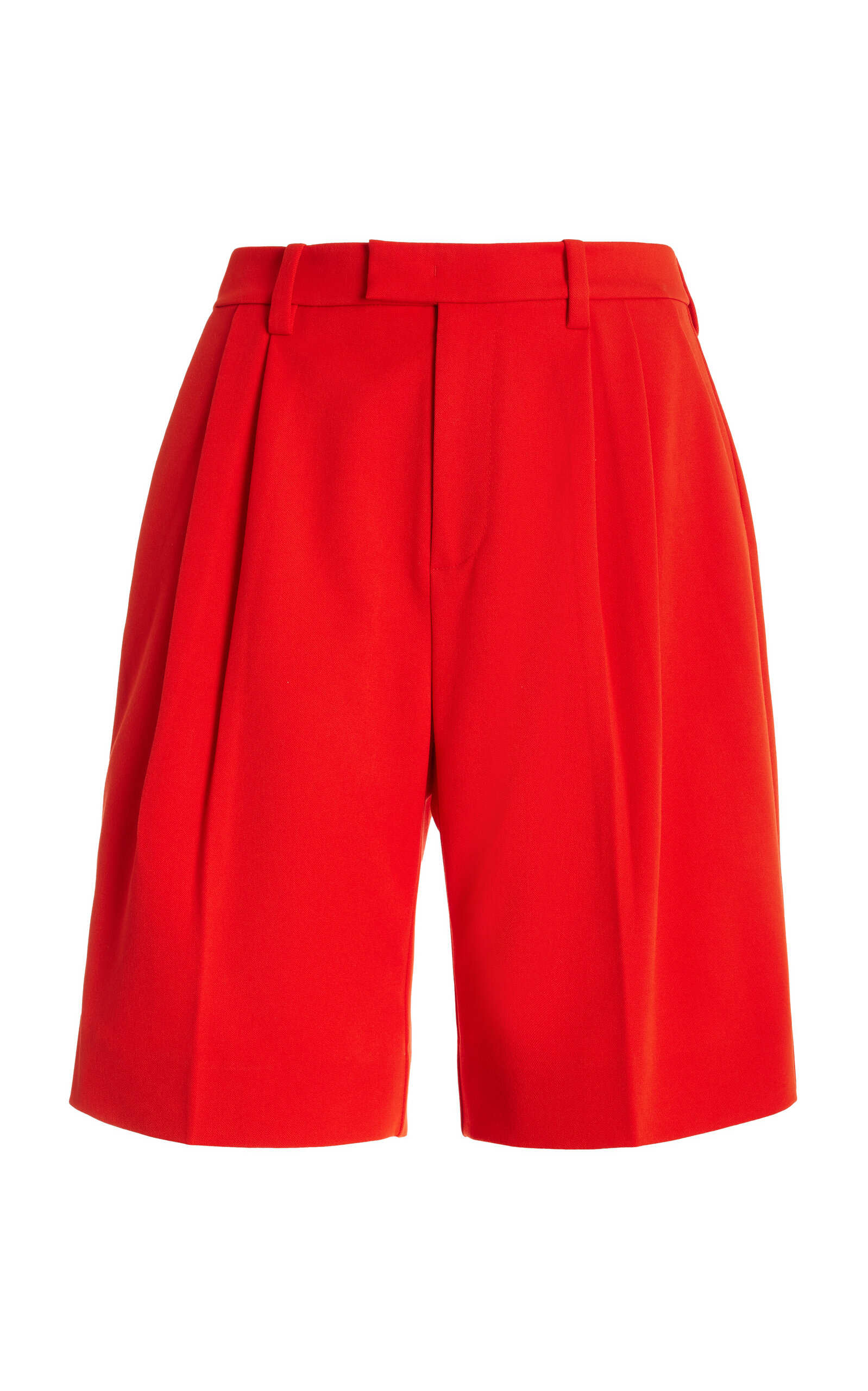 The Low Favorite Pleated Twill Wide-Leg Knee Shorts