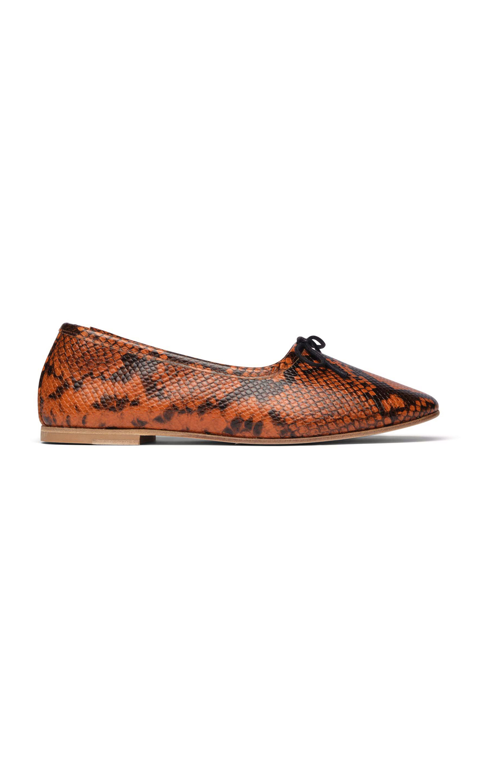 Roma Python-Effect Leather Ballet Flats