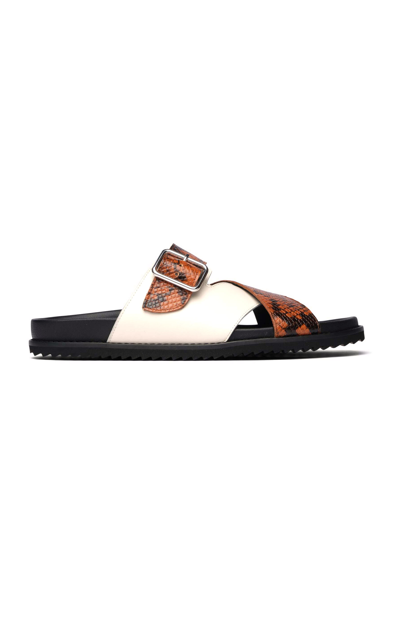 Shop Freda Salvador River Criss-cross Calfhair-denim Combo Sandals In Print