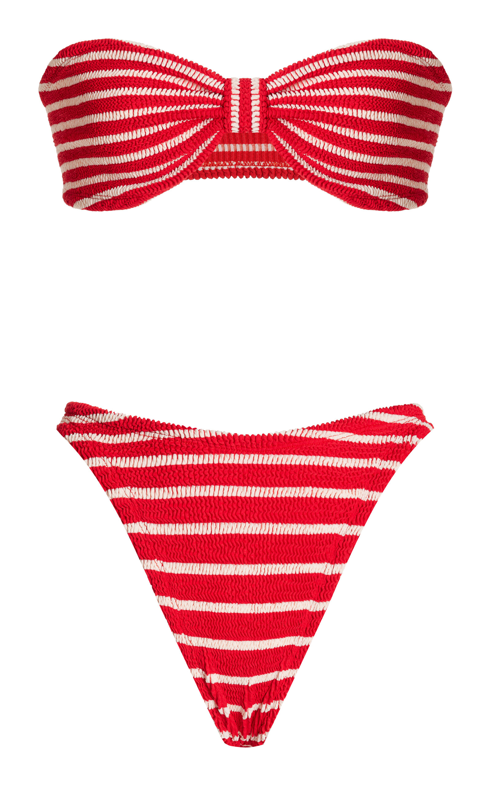 Shop Hunza G Jean Striped Seersucker Bikini Set In Red