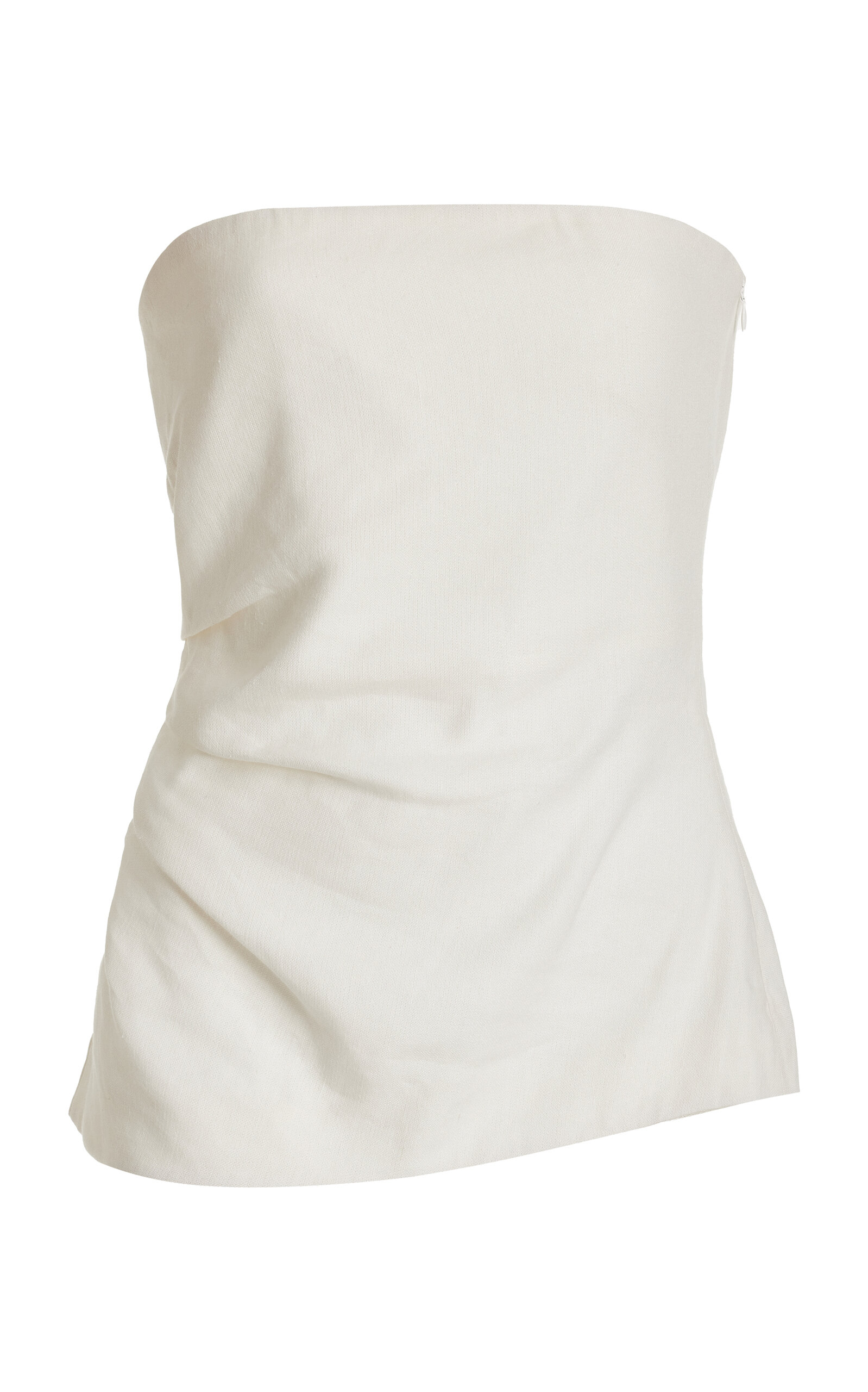 Sir Dorian Gathered Linen-blend Strapless Top In White