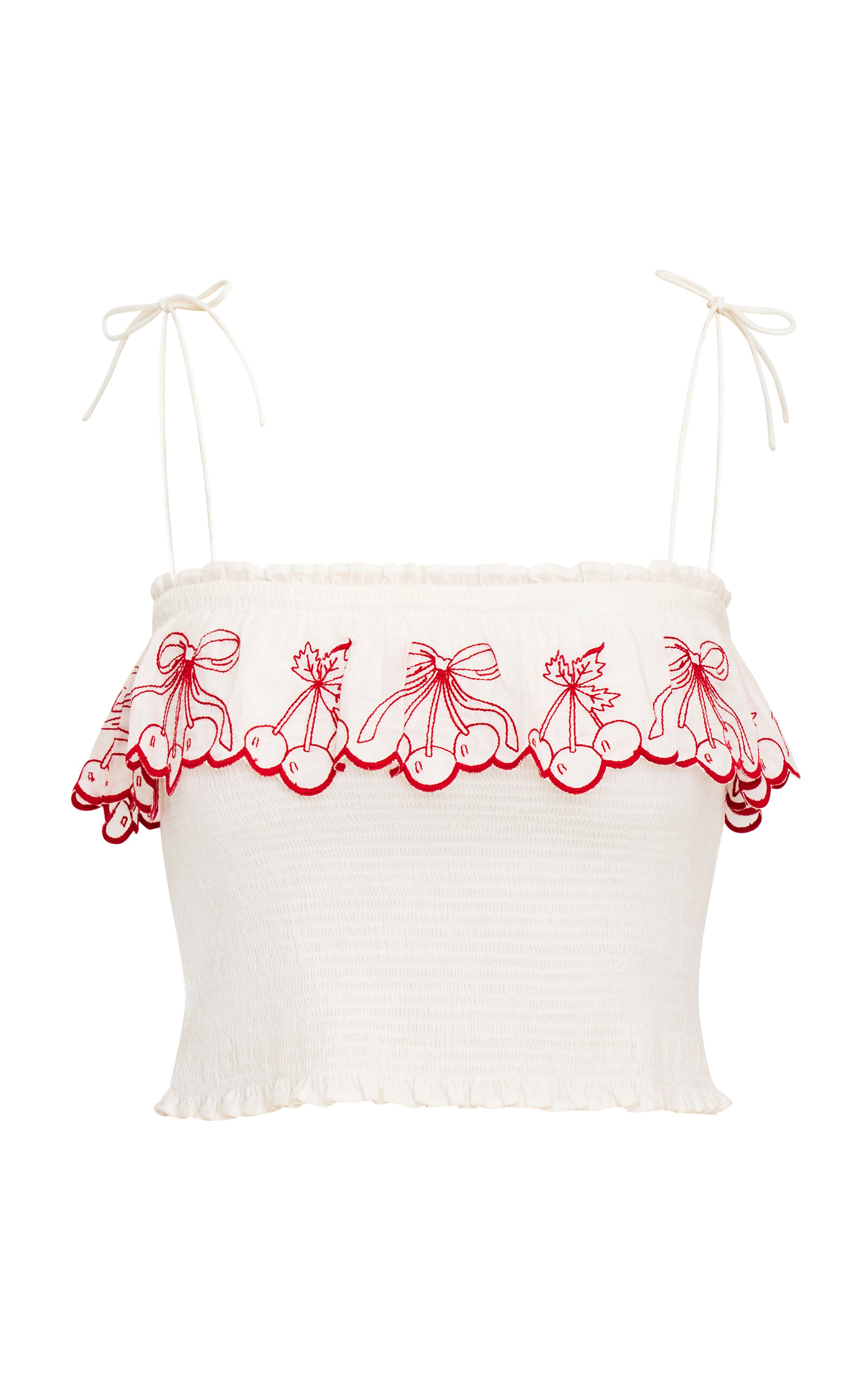 LoveShackFancy Carletta Cotton Lace Crop Top - Pink
