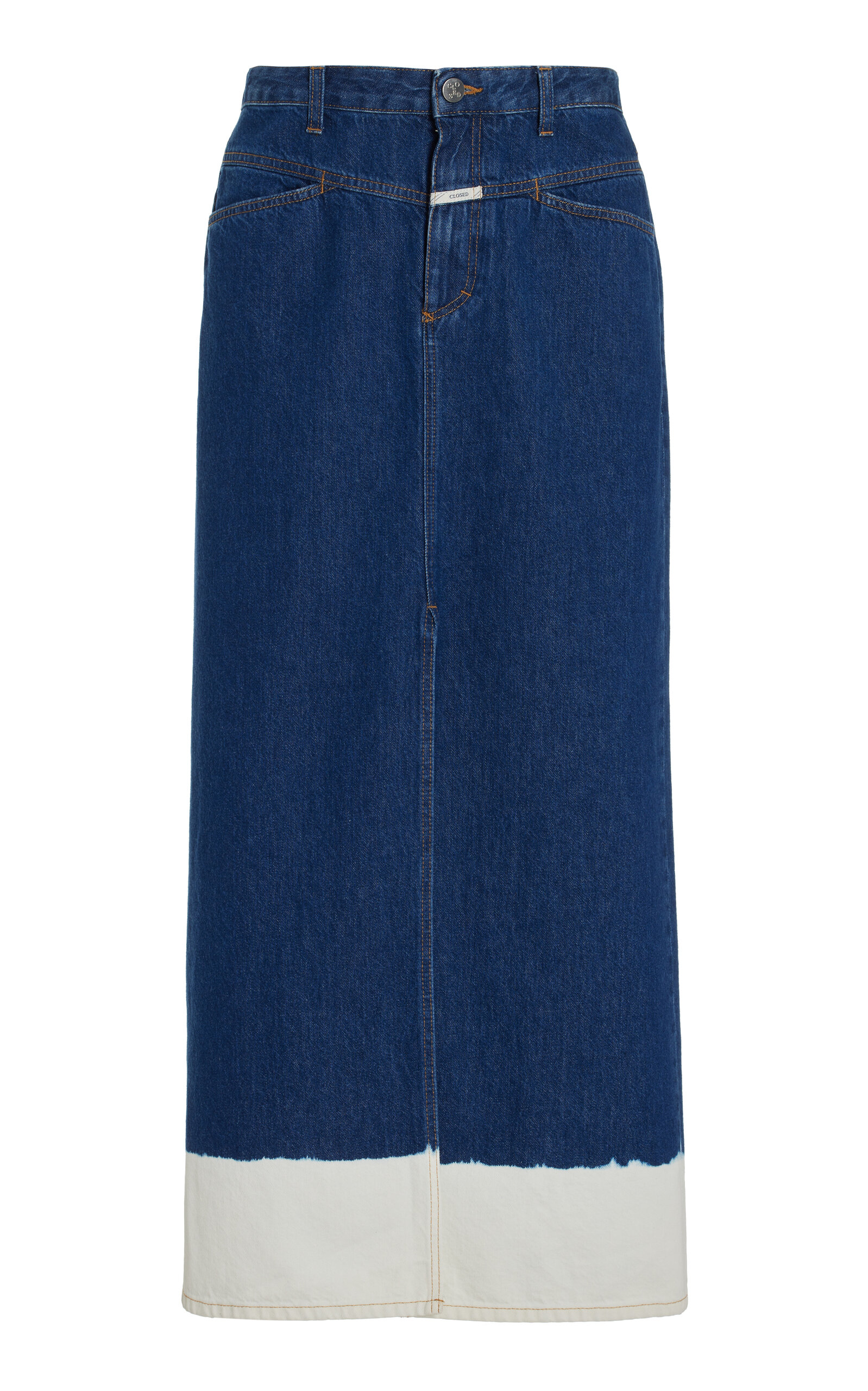 Closed Bleached Denim Maxi Skirt In Blue