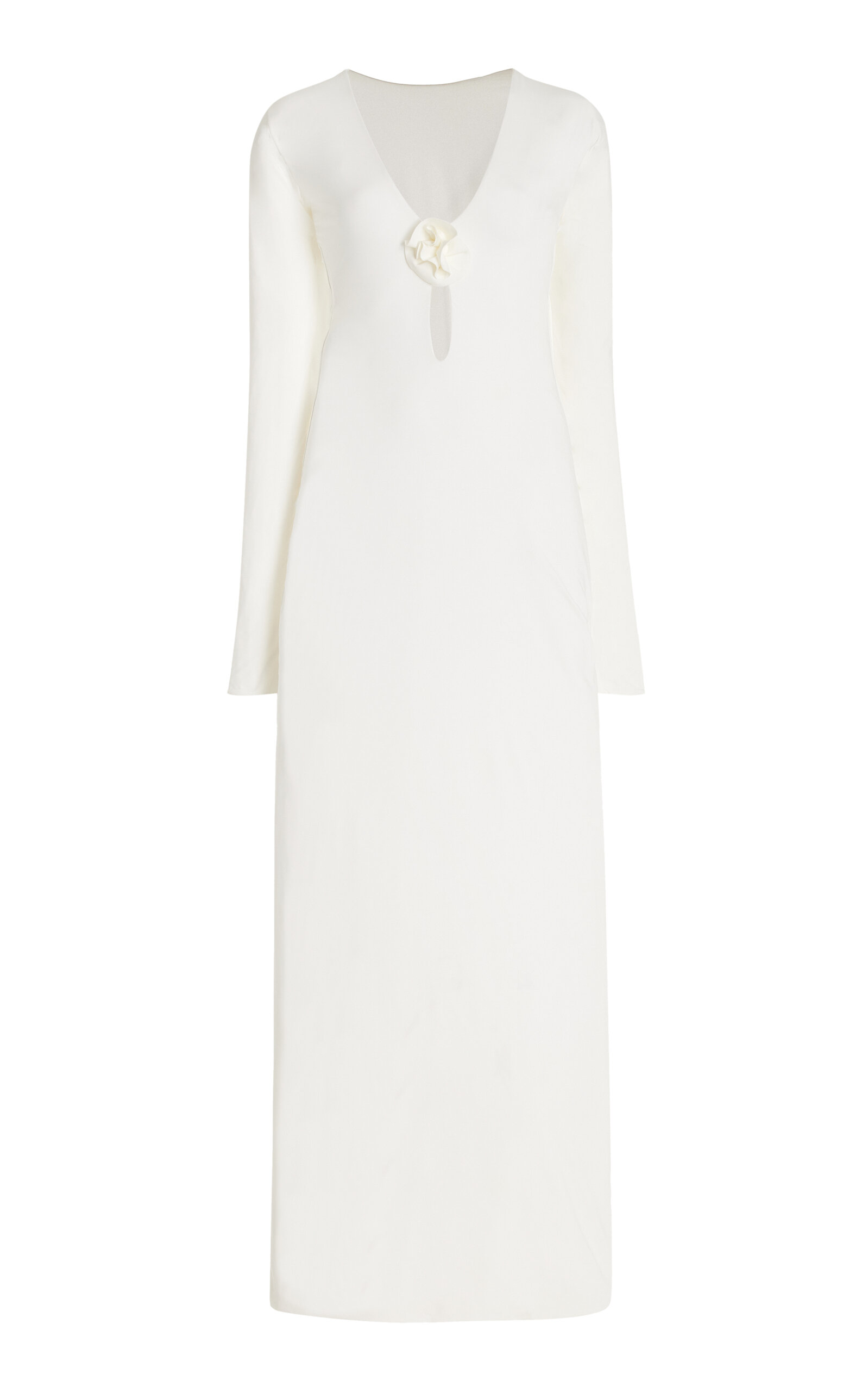 Maygel Coronel Lucir Rosette-Detailed Jersey Maxi Dress - White - OS