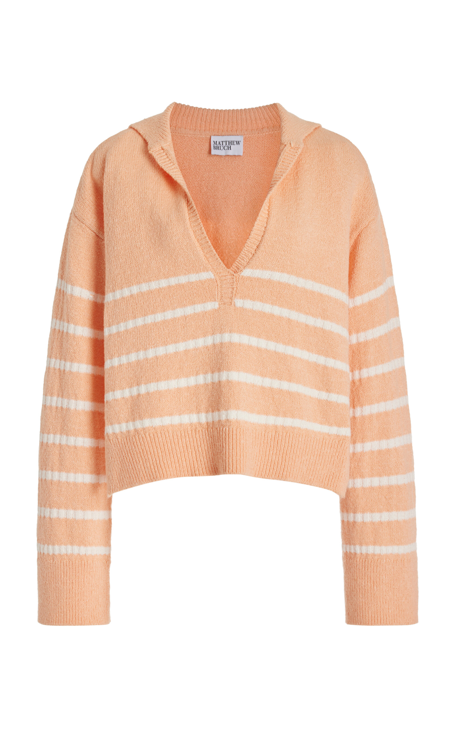 Shop Matthew Bruch Striped Cotton-blend Knit Sailor Sweater In Pink