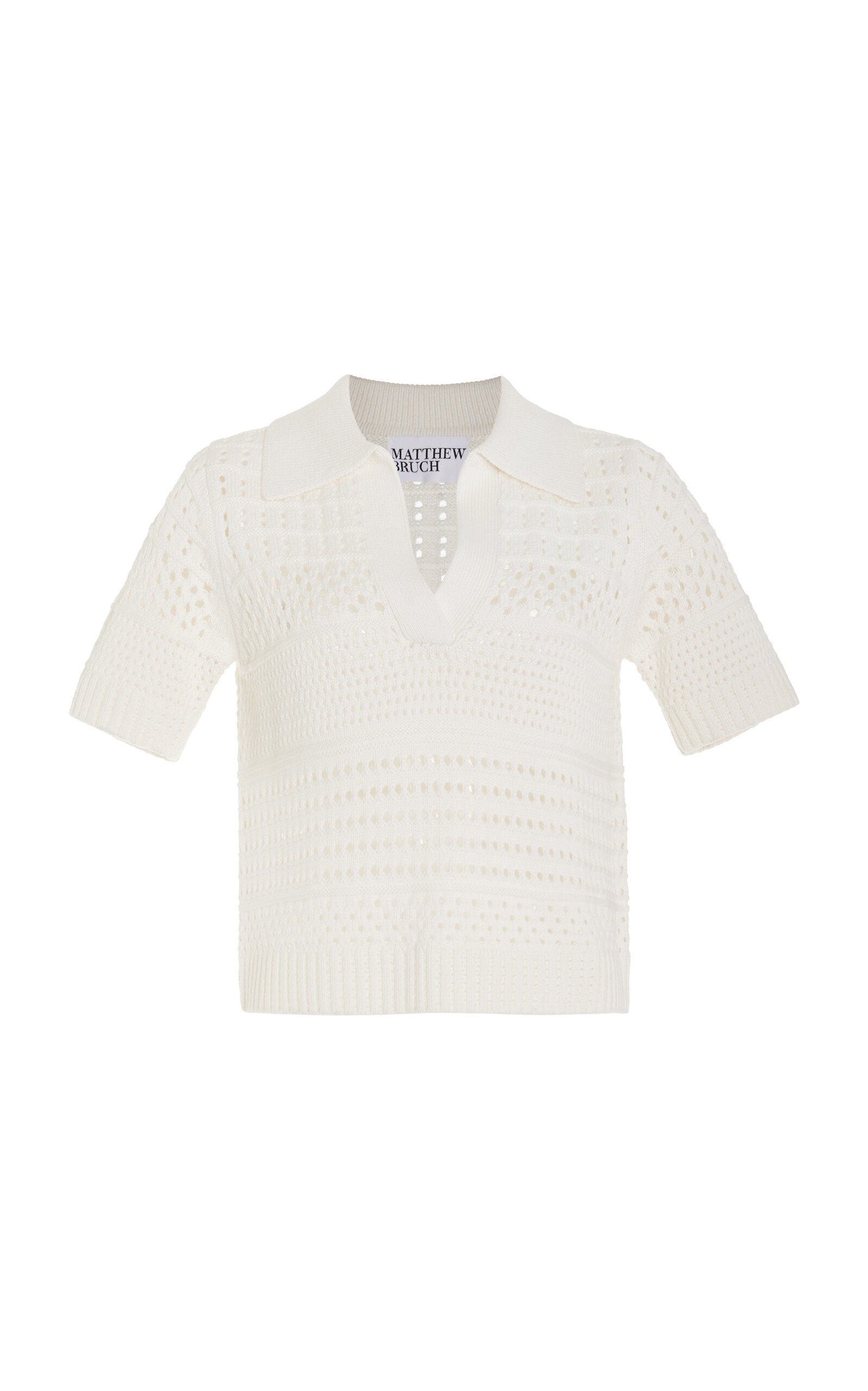 Shop Matthew Bruch Knit-mesh Polo Shirt In White