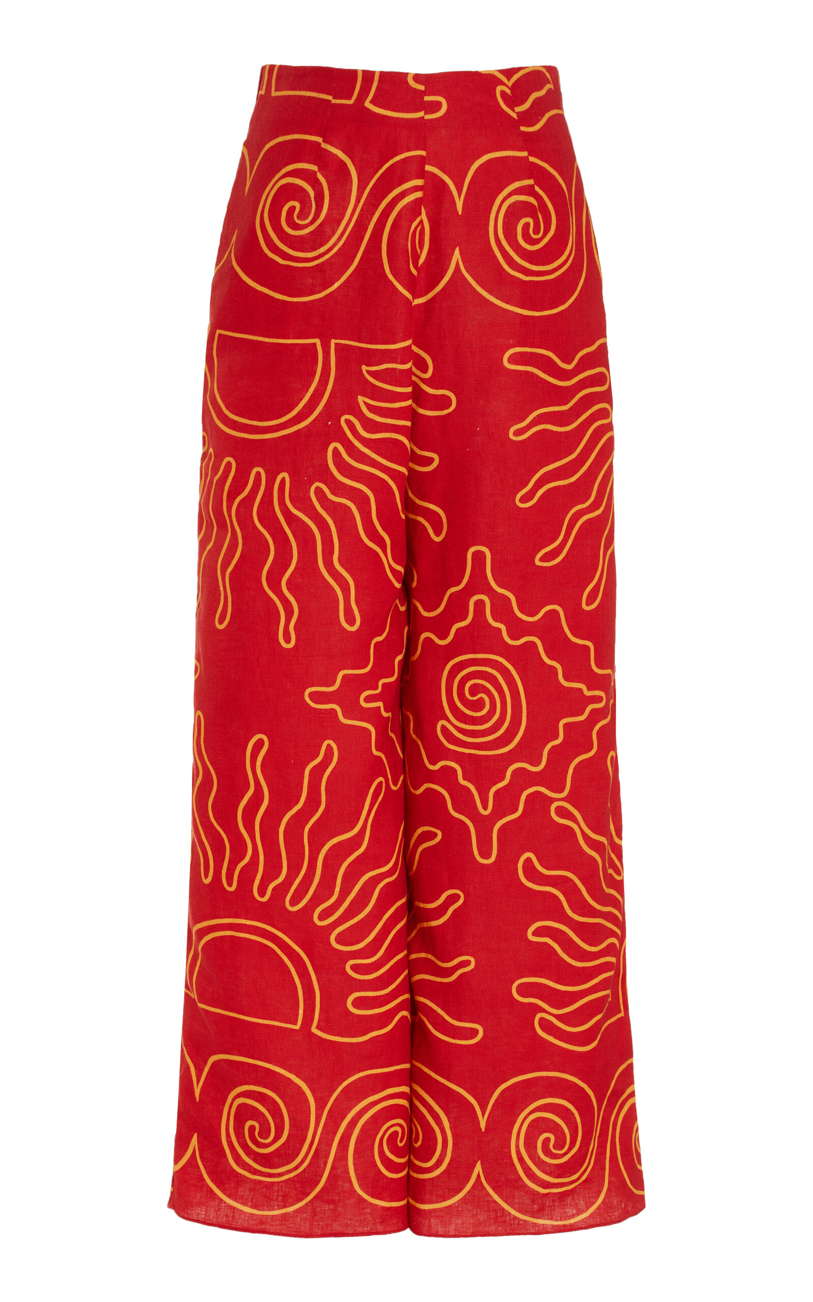 Cala De La Cruz Toya Linen Wide-leg Pants In Red
