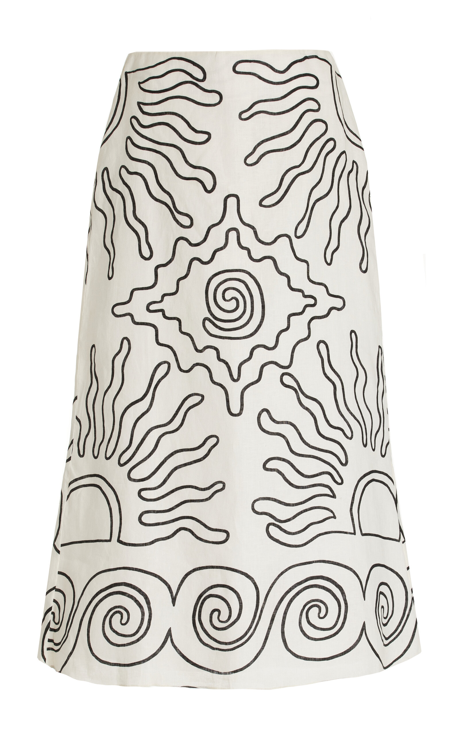 Shop Cala De La Cruz Fabiana Linen Midi Skirt In Ivory