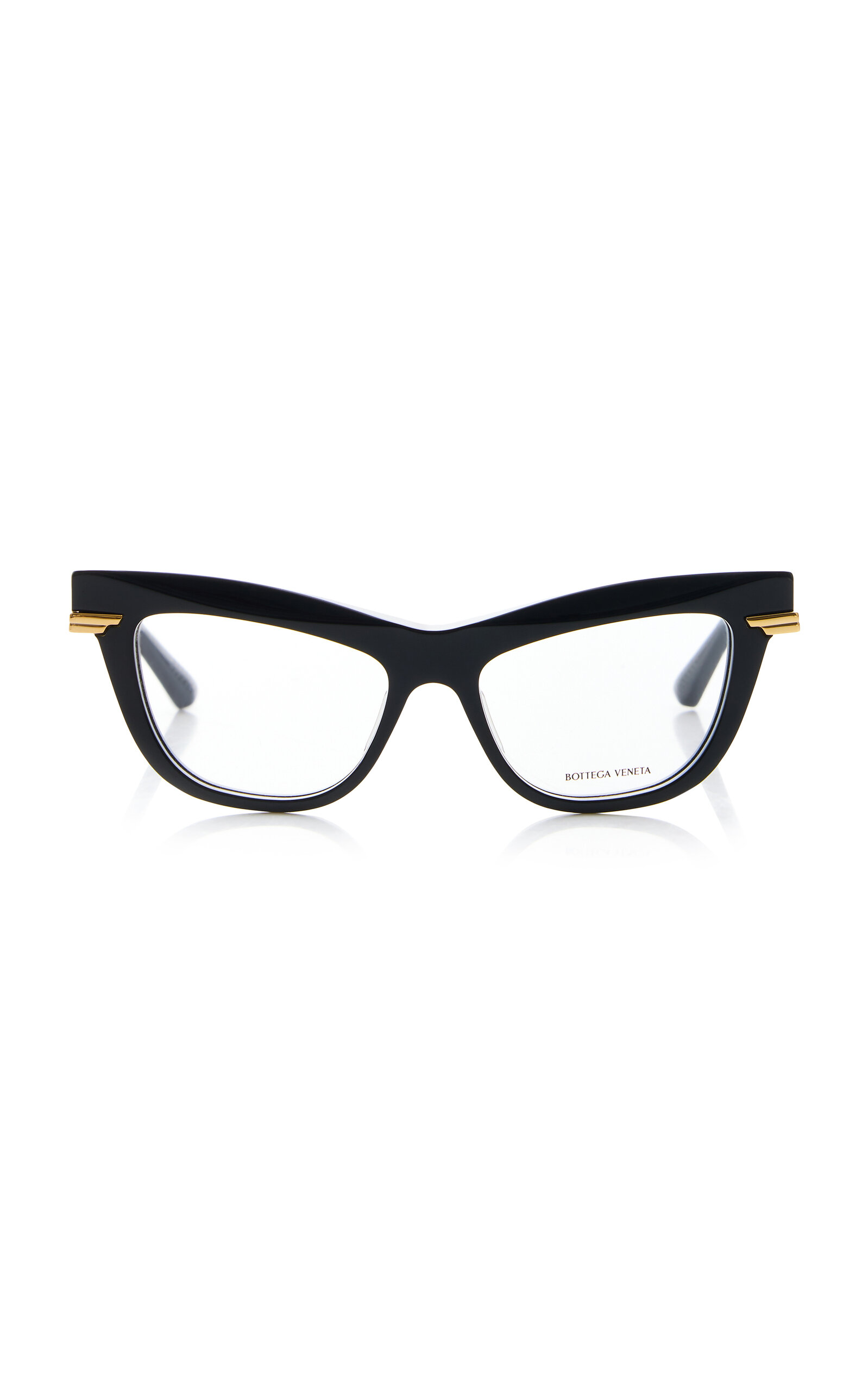 Shop Bottega Veneta Cat-eye Acetate Glasses In Black