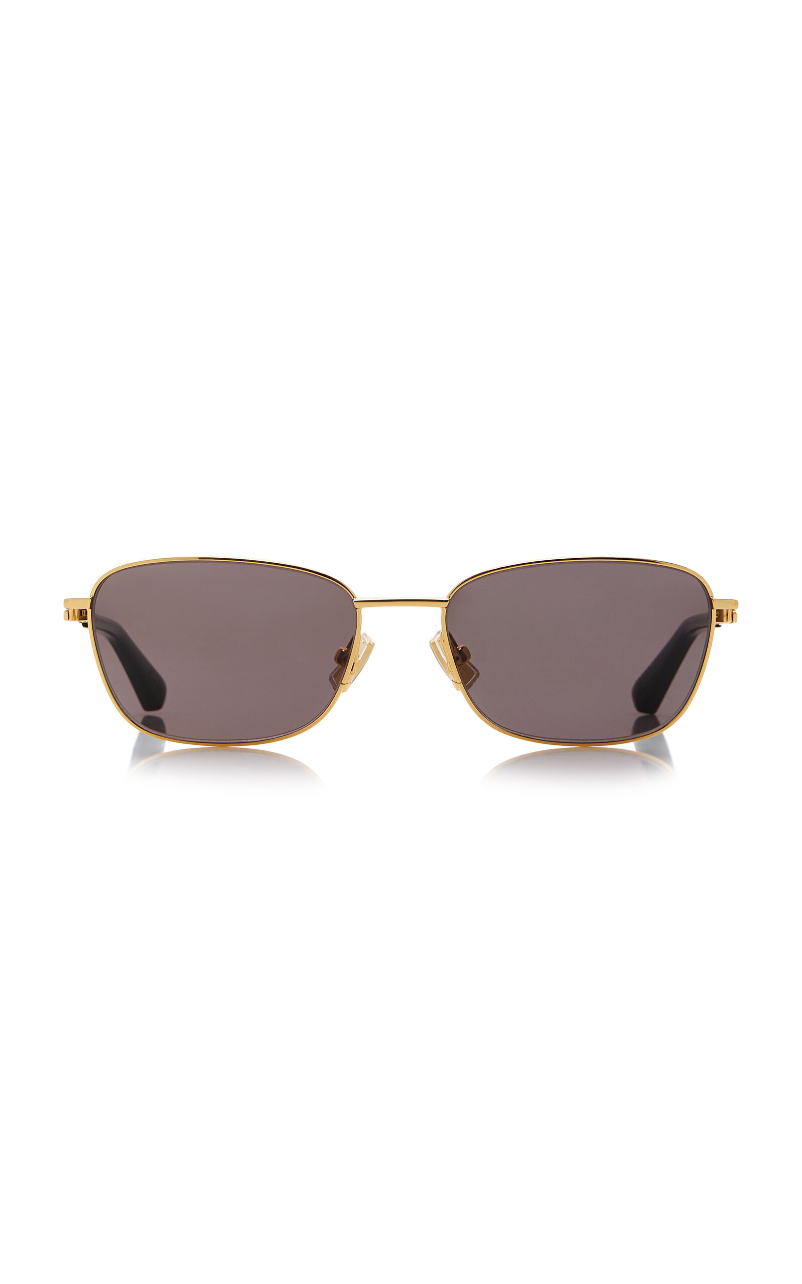 Shop Bottega Veneta Square-frame Metal Sunglasses In Grey