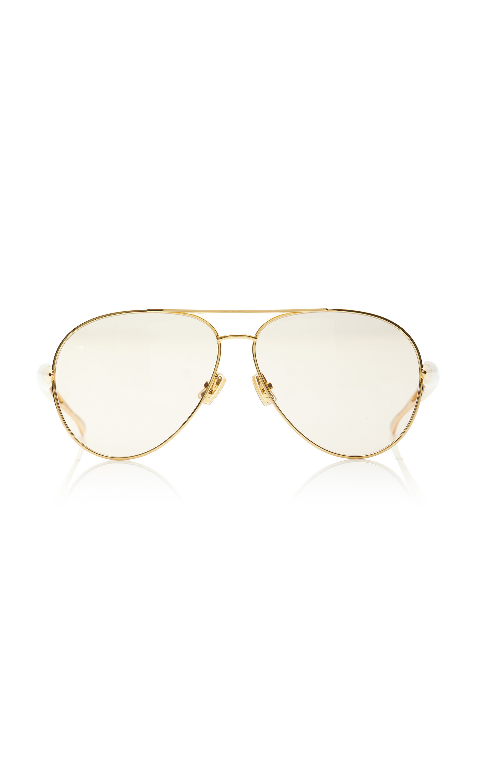 Shop Bottega Veneta Aviator-frame Metal; Bio-nylon Sunglasses In Gold