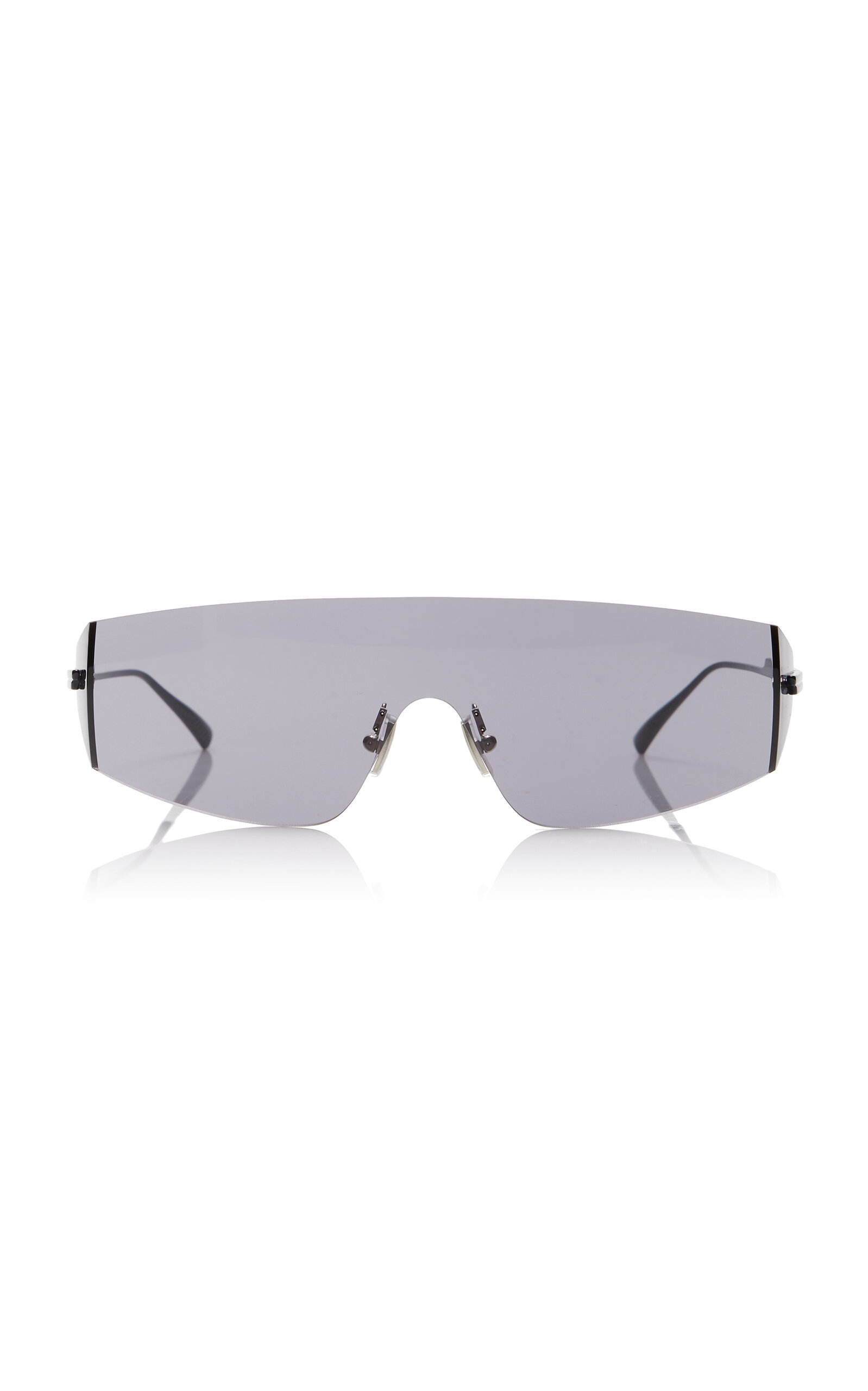 Bottega Veneta Mask-frame Metal Sunglasses In Gray