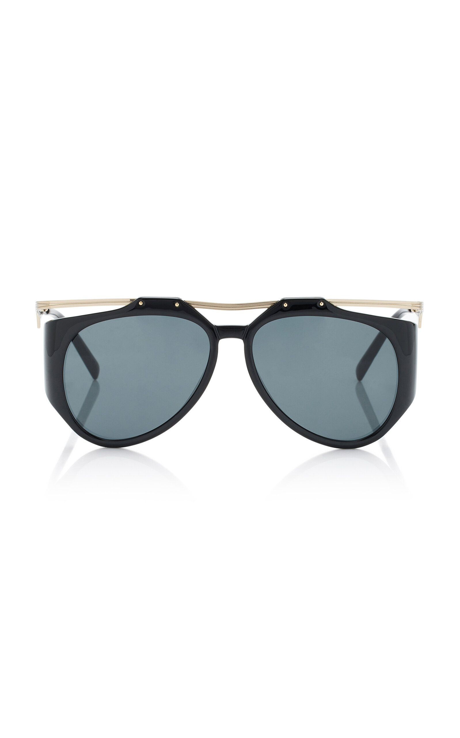 Shop Saint Laurent Amelia Aviator Metal Sunglasses In Black