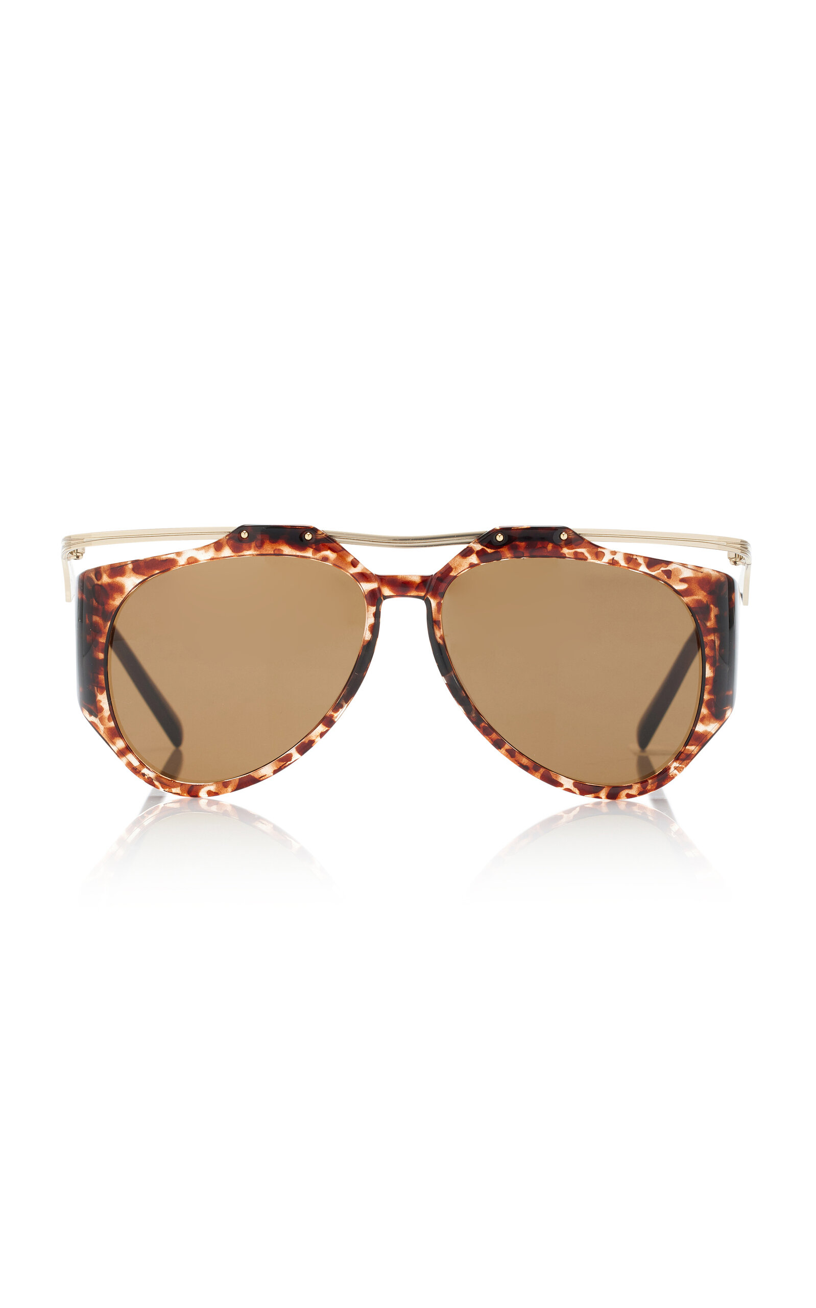 Shop Saint Laurent Amelia Aviator Metal Sunglasses In Brown