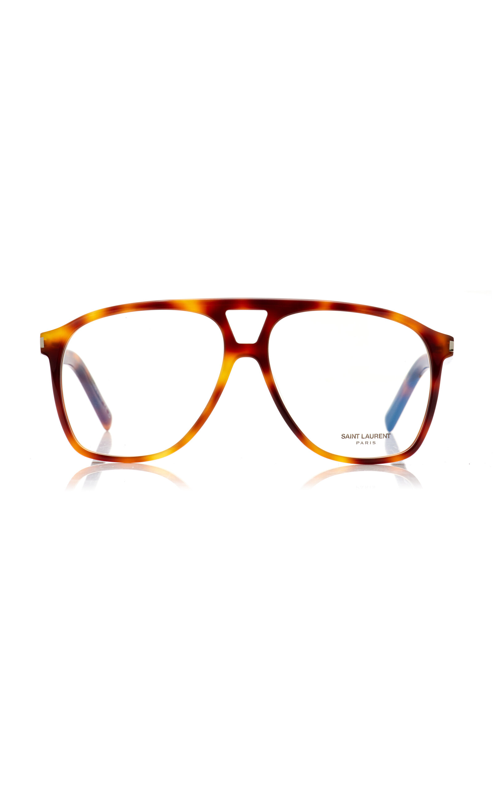 Saint Laurent Aviator-frame Acetate Glasses In Brown