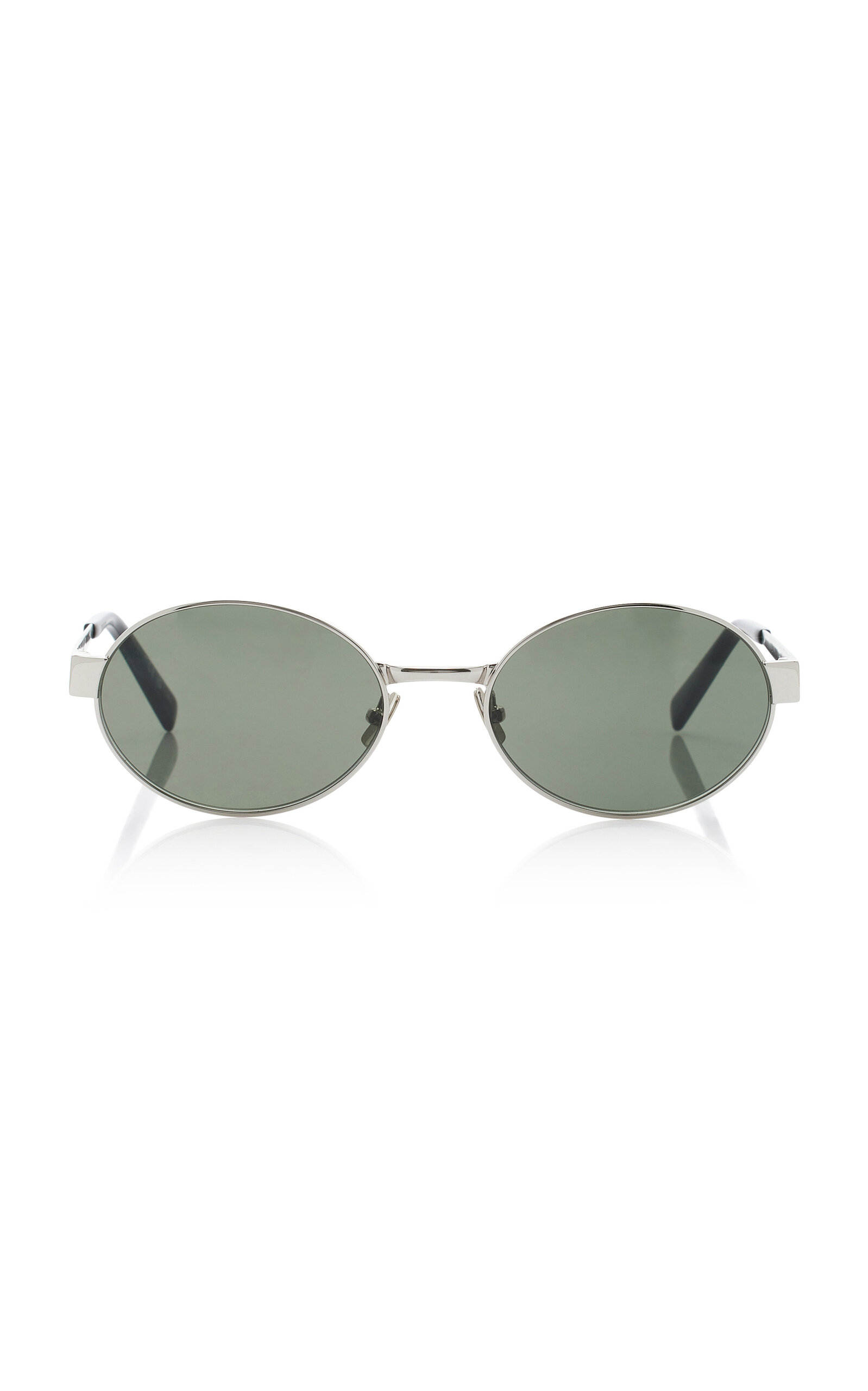 Saint Laurent Panthos Round-frame Metal Sunglasses In Green