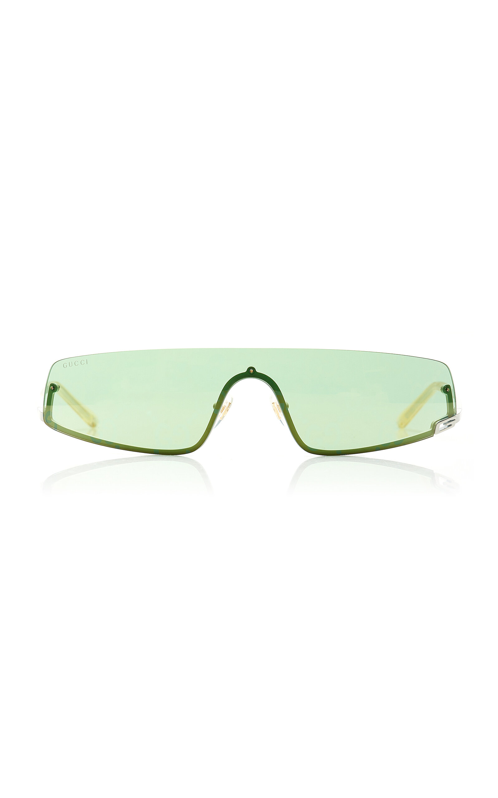 Shop Gucci Mask-frame Metal; Bio-nylon Sunglasses In Green