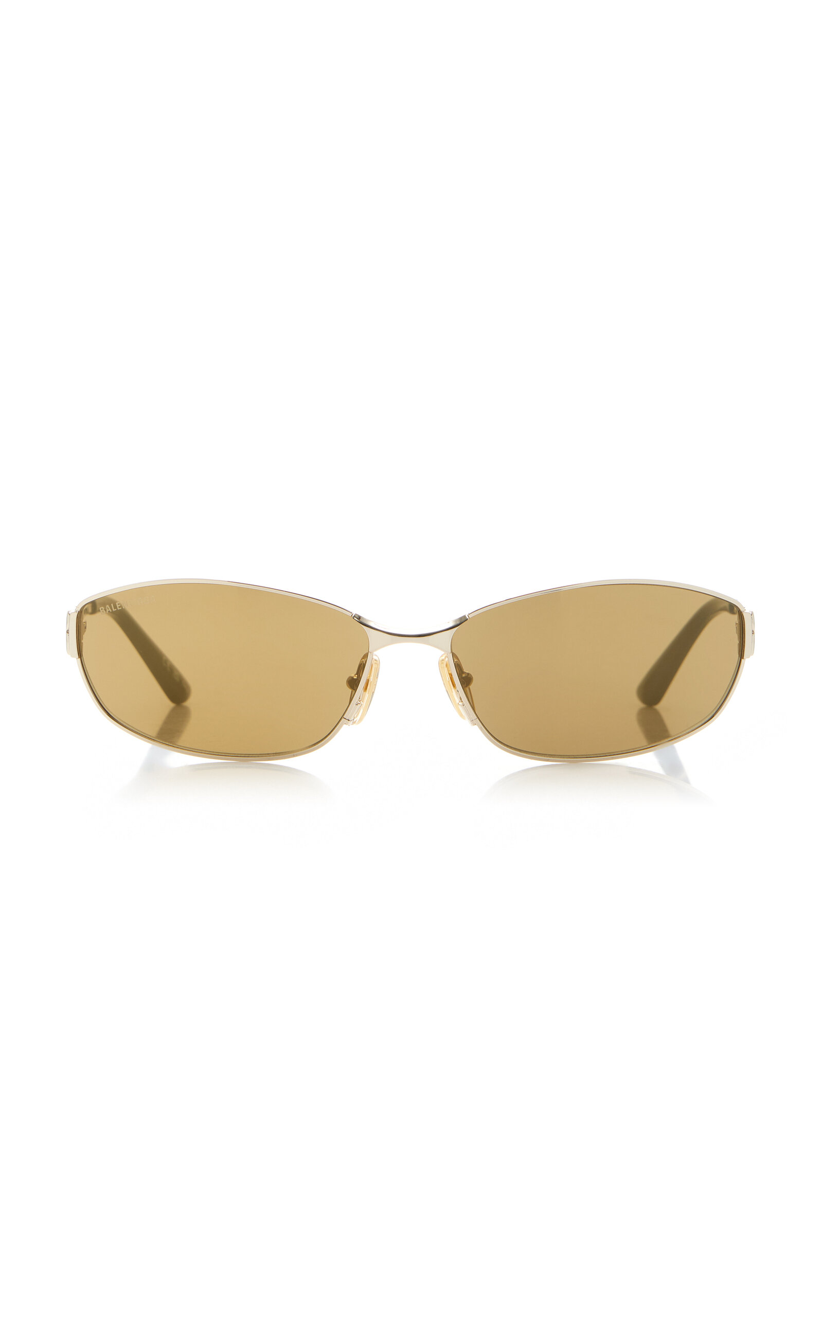 Balenciaga Rectangular-frame Metal Sunglasses In Brown