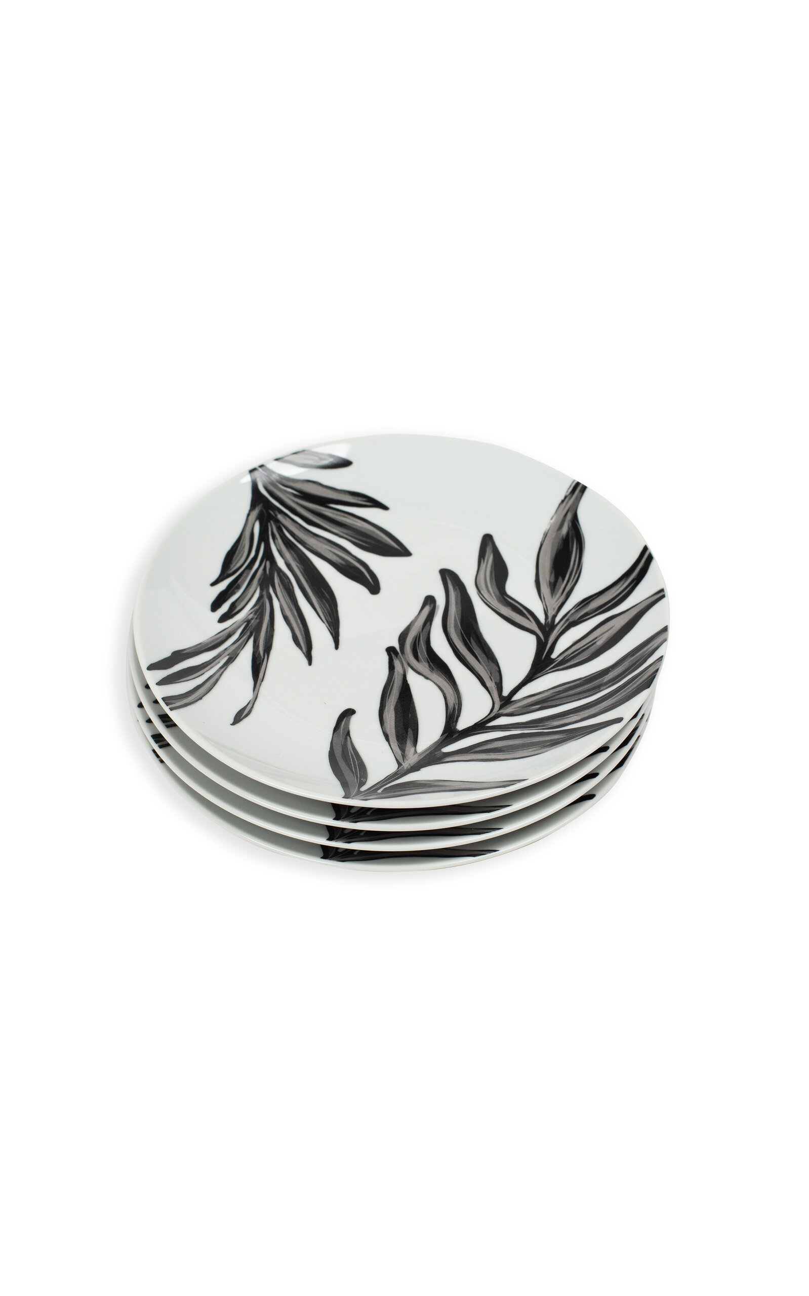 Shop Misette Set-of-four Monochrome Porcelain Salad Plates In Black,white