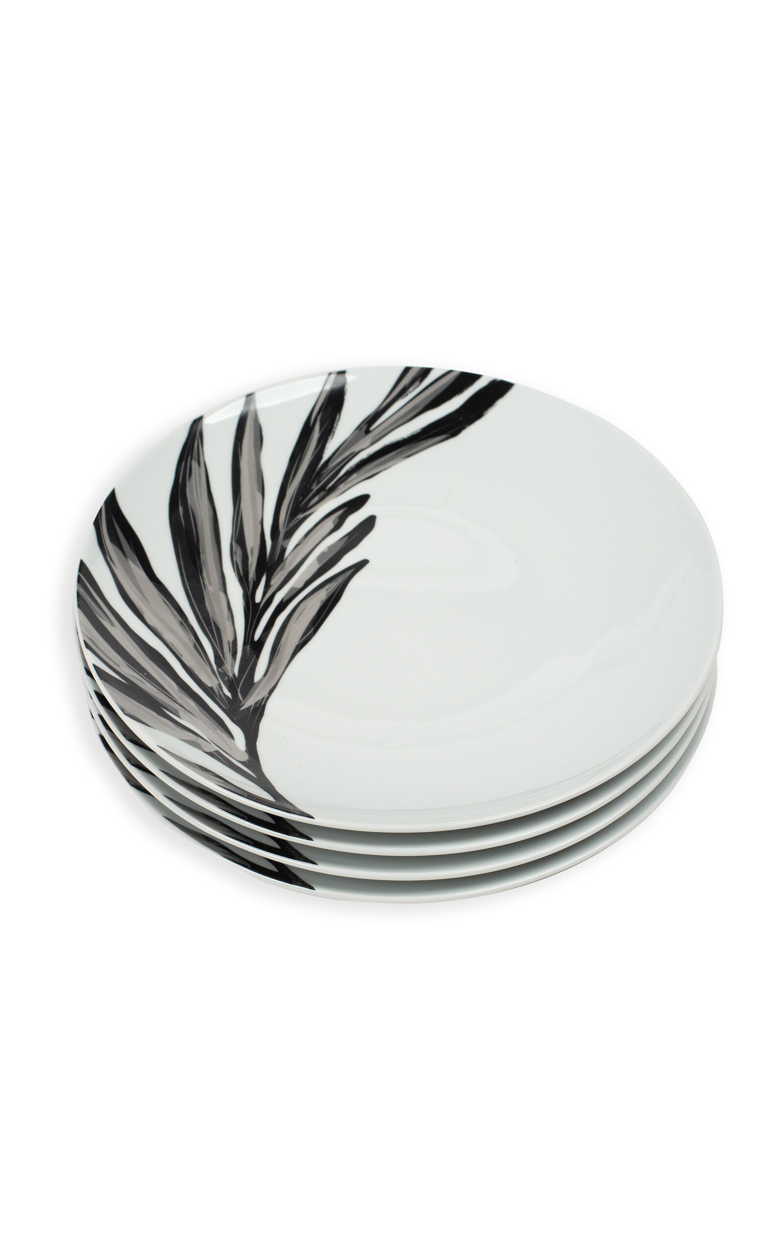 Misette Set-of-four Monochrome Porcelain Dinner Plates In Black,white