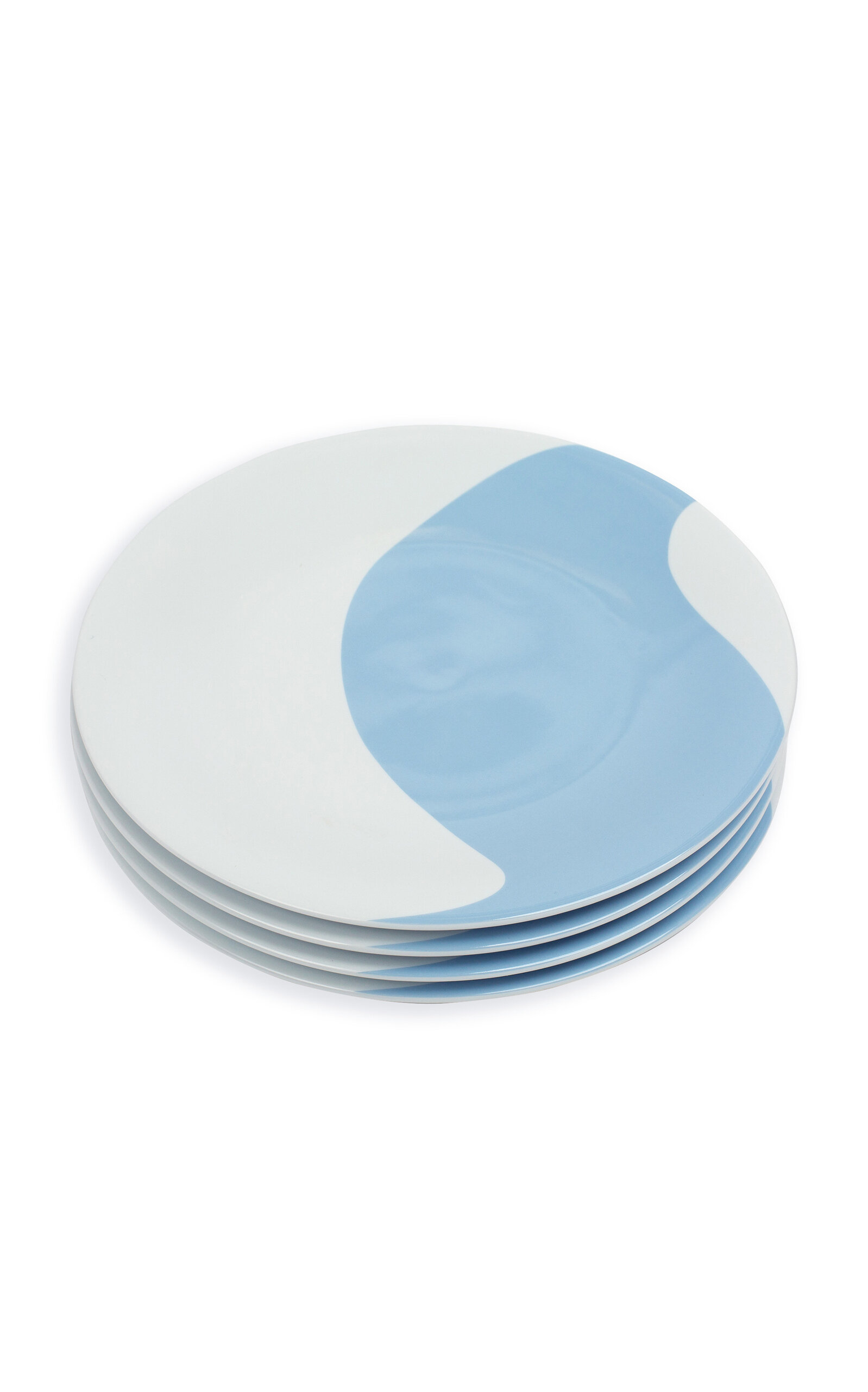 Misette Set-of-four Colorblock Porcelain Dinner Plates In Blue