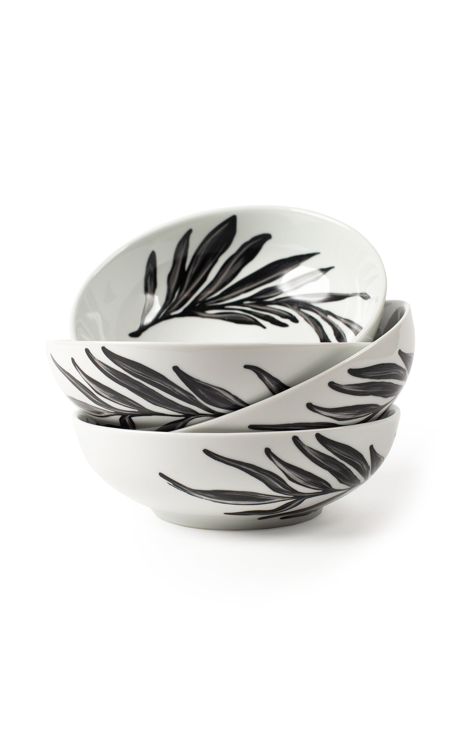 Misette Leaf Dinner Plates 4-piece Set In Monochrome