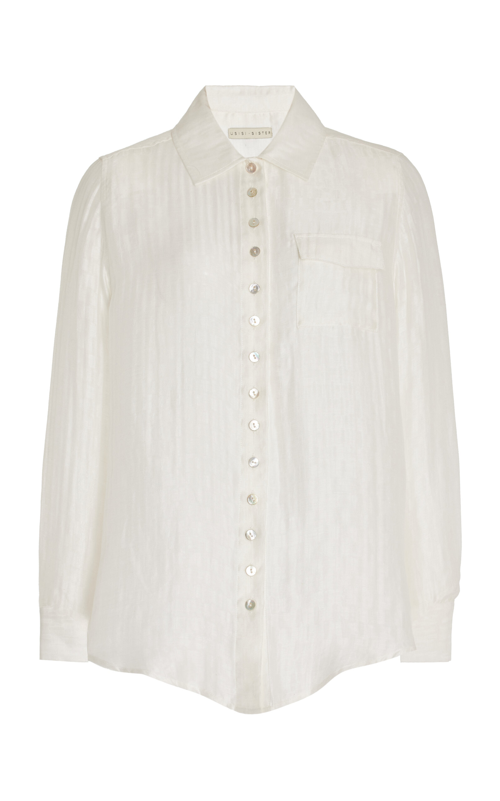 Shop Usisi Sister Frida Linen-blend Shirt In White