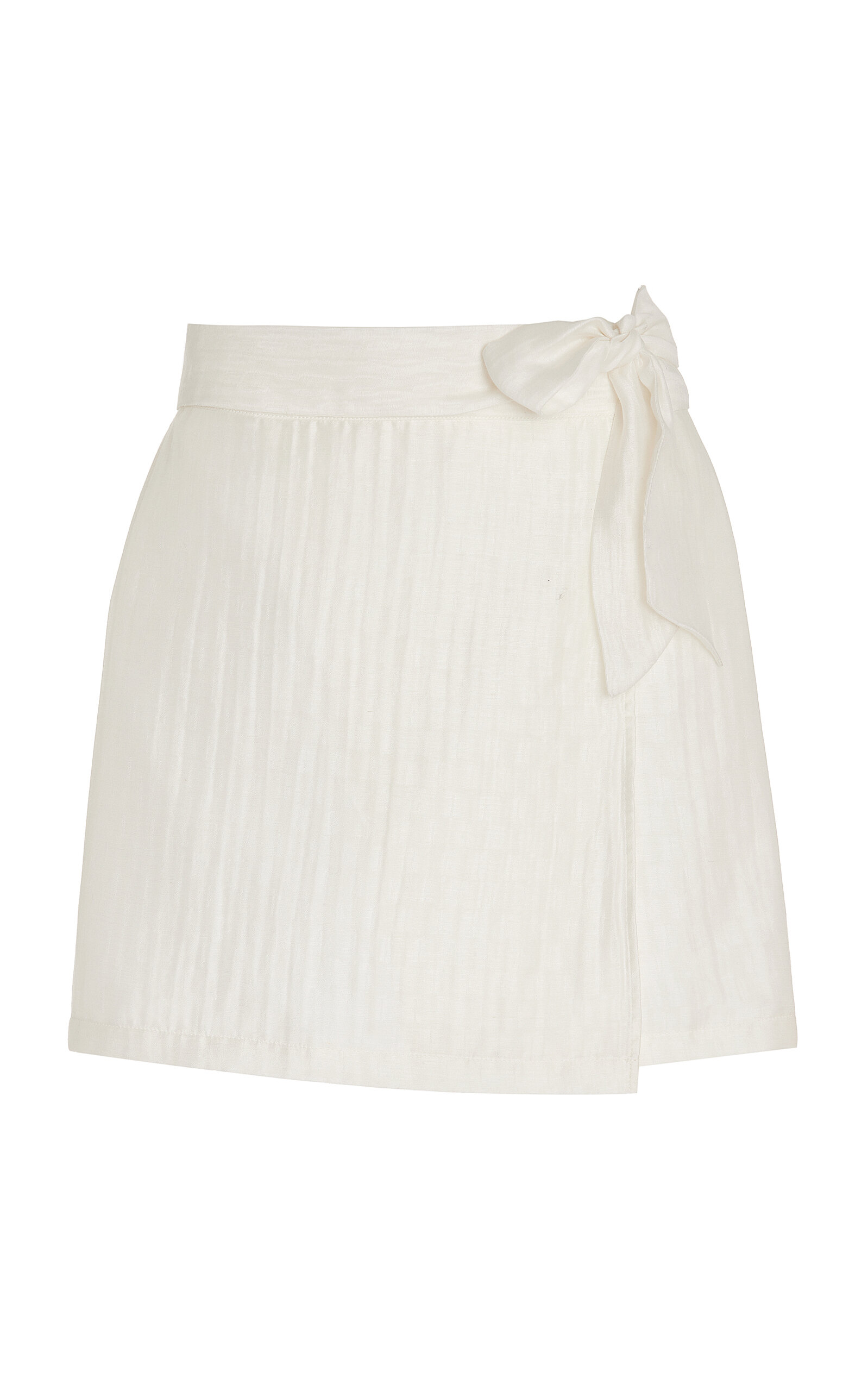 Shop Usisi Sister Stephanie Linen-blend Mini Wrap Skirt In White