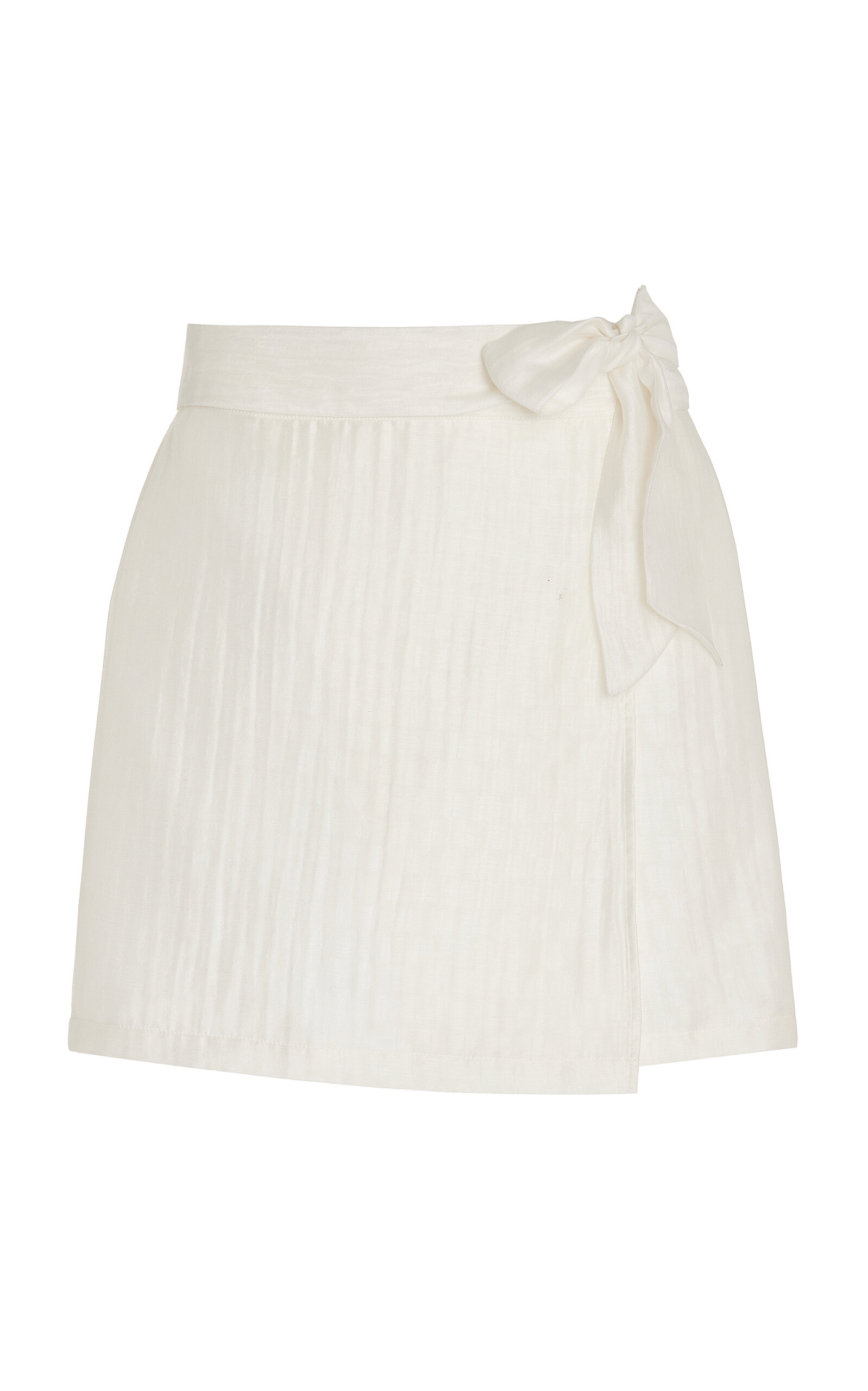 USISI SISTER Stephanie Linen-Blend Mini Wrap Skirt - White - XS - Women's Clothing