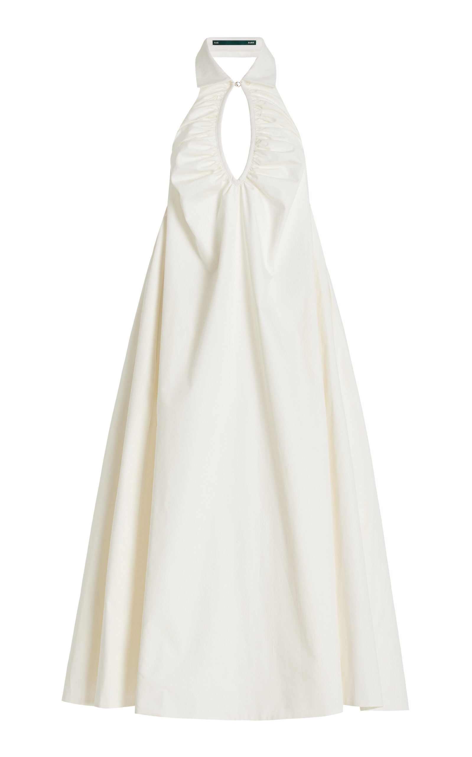 Balloon Ruched-Cotton Halter Maxi Dress