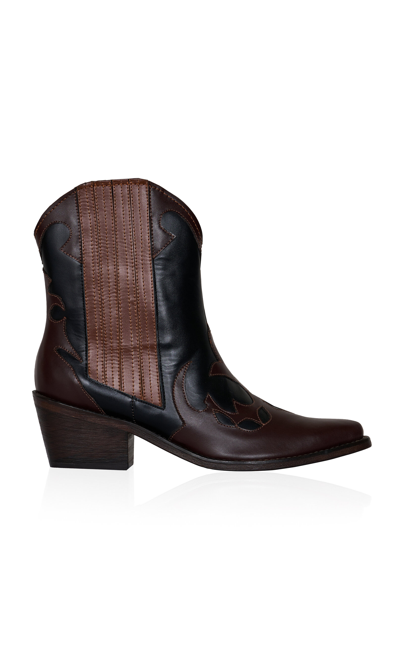 Johanna Ortiz Mule Deer Leather Western Boots In Black