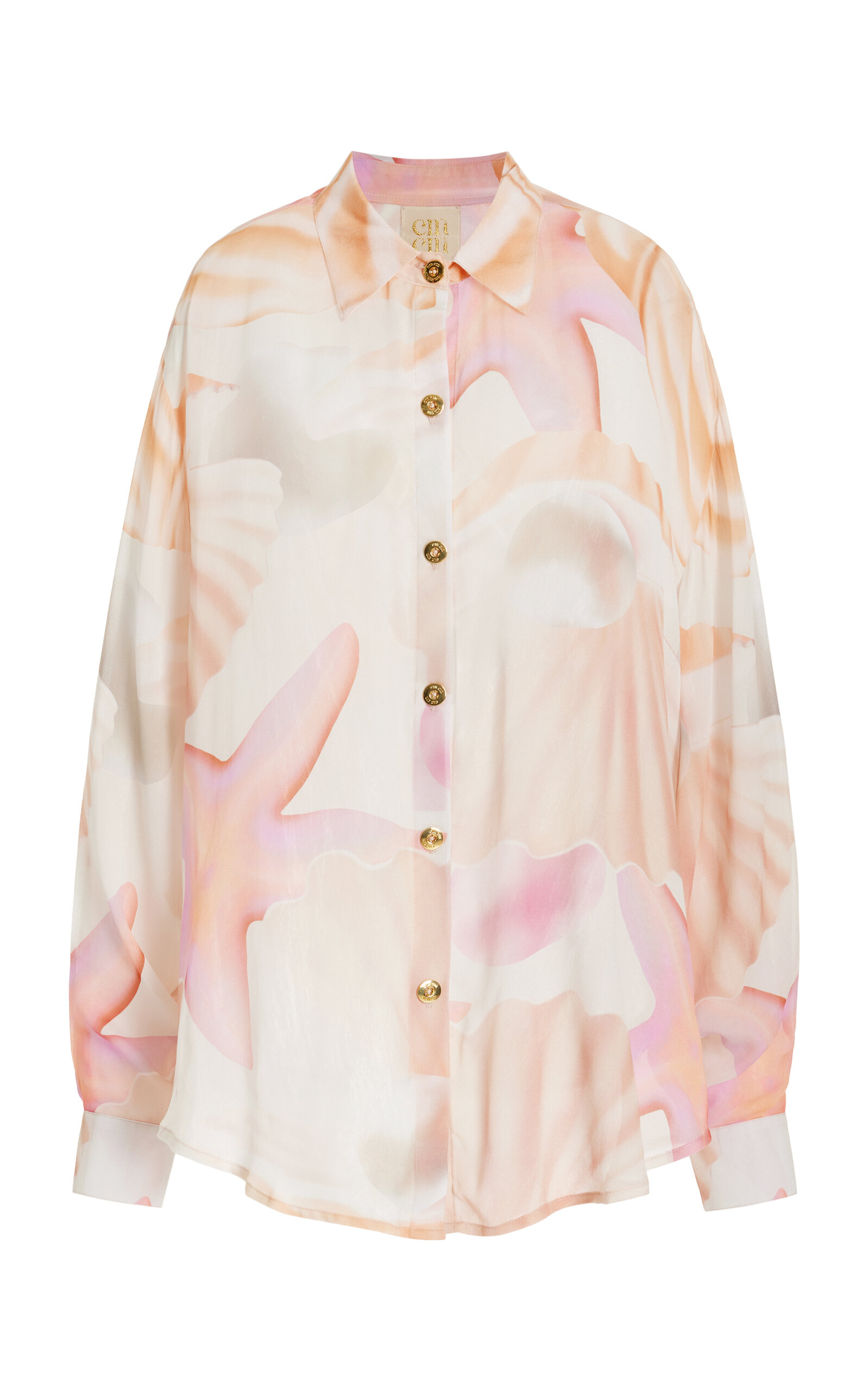 Shop Cin Cin Muse Oversized Printed-georgette Shirt In Pink